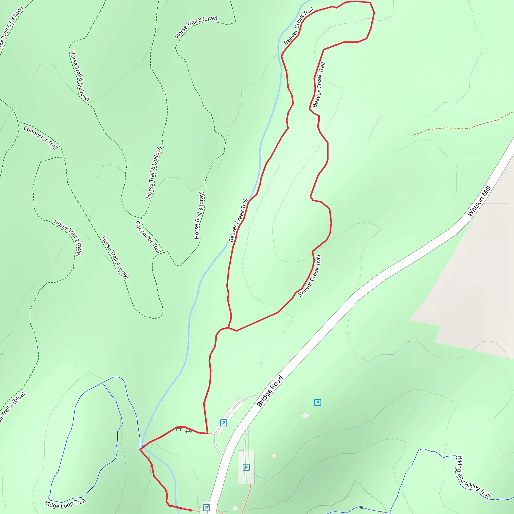 Watson Mill Bridge State Park Loop mobile static map