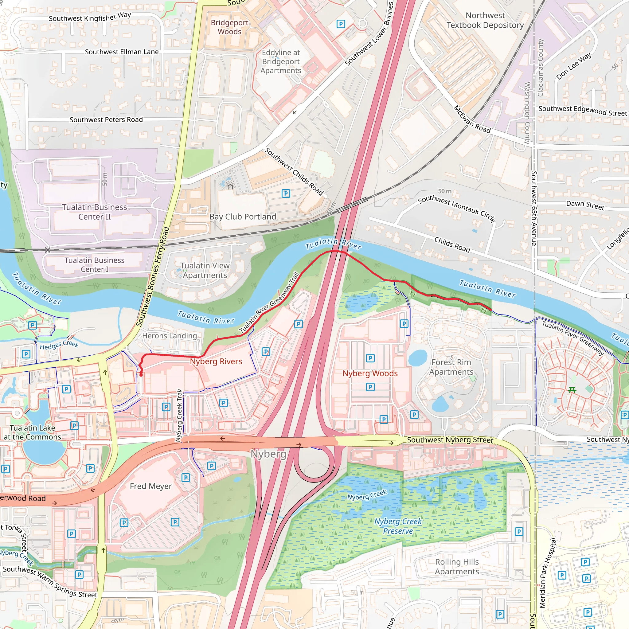 Tualatin River Greenway Out and Back mobile static map