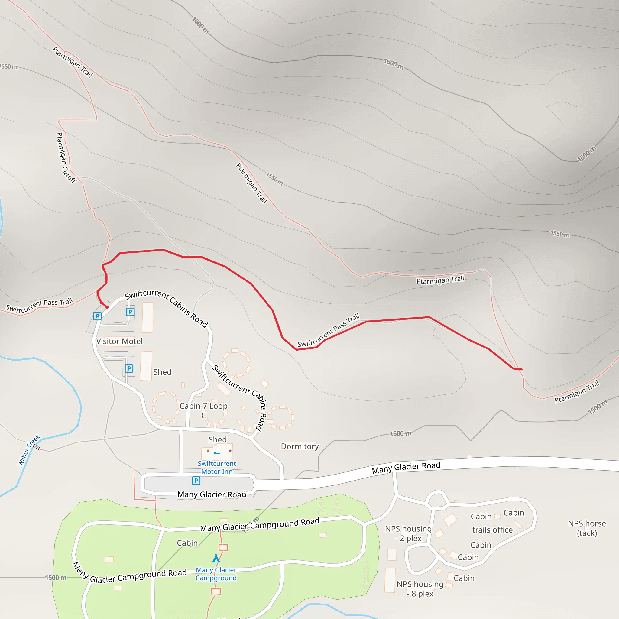 Altyn - Henkel Connector Trail via Swiftcurrent Pass mobile static map