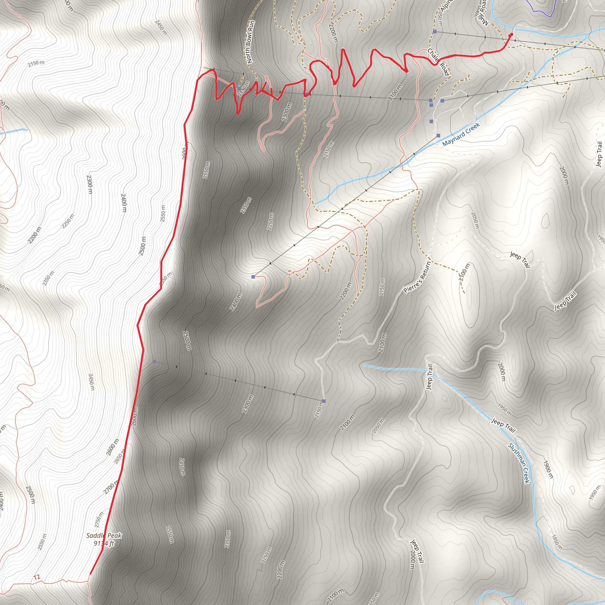 Saddle Peak via Ridge Trail mobile static map