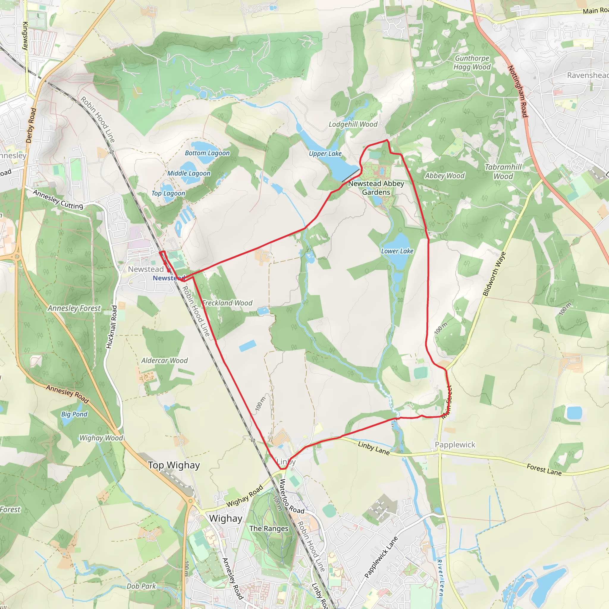 Newstead and Papplewick Loop mobile static map