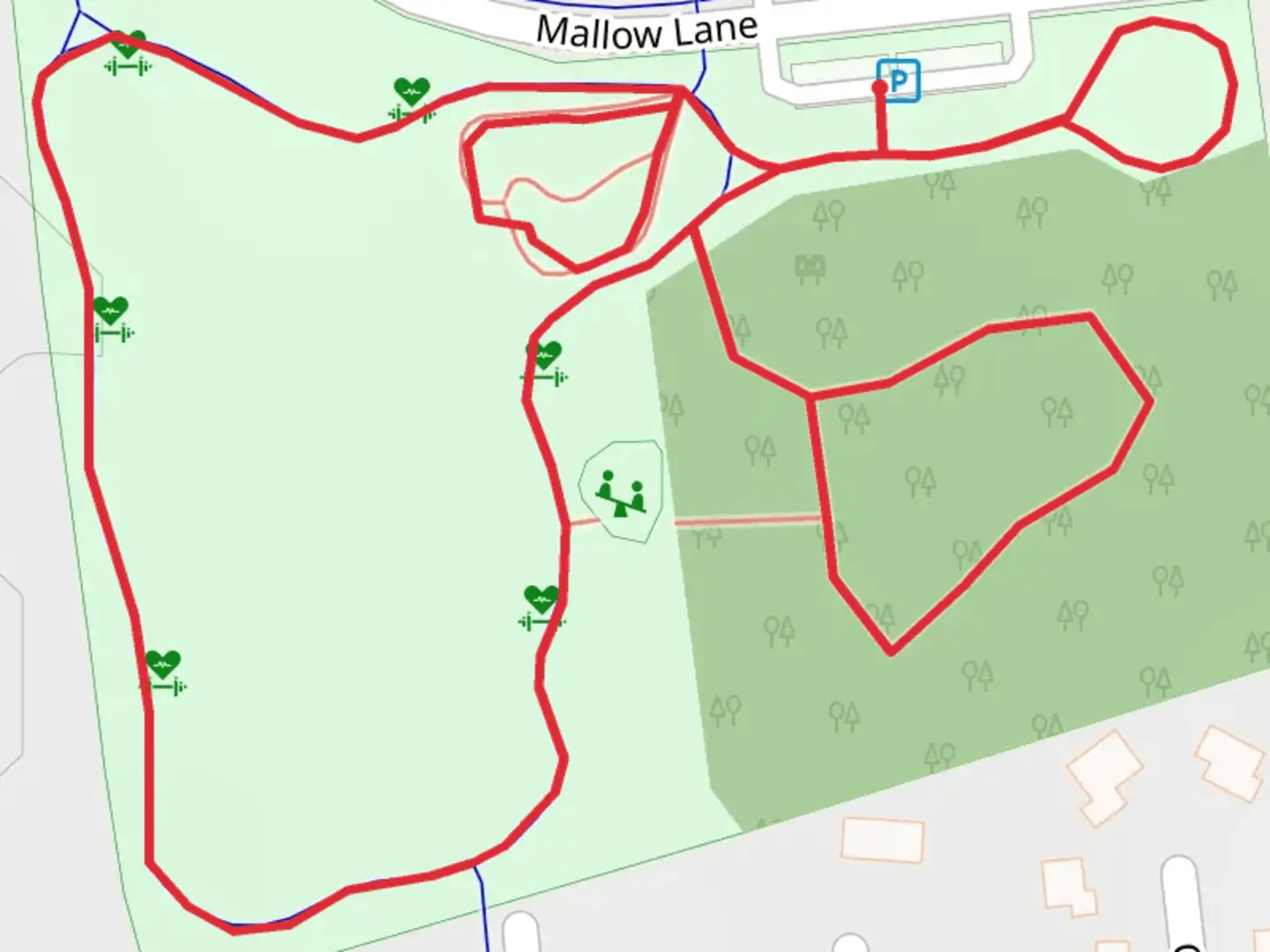 An image depicting the trail Henceroth Park Loop and its surrounding area.