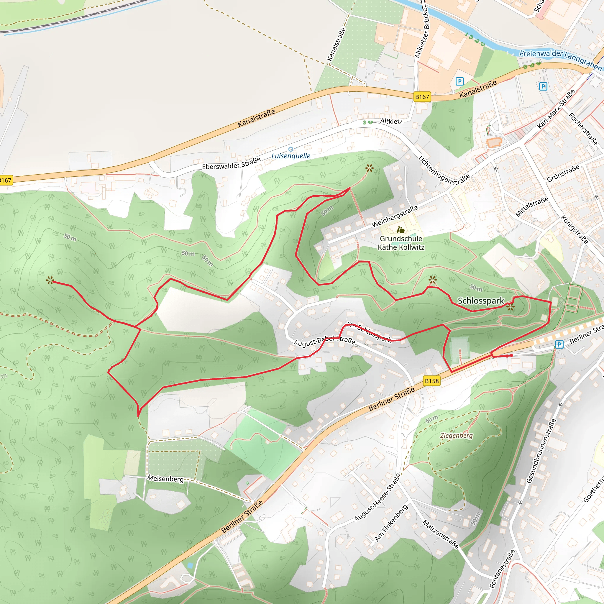 Schlosspark and Thuringer Blick Loop mobile static map