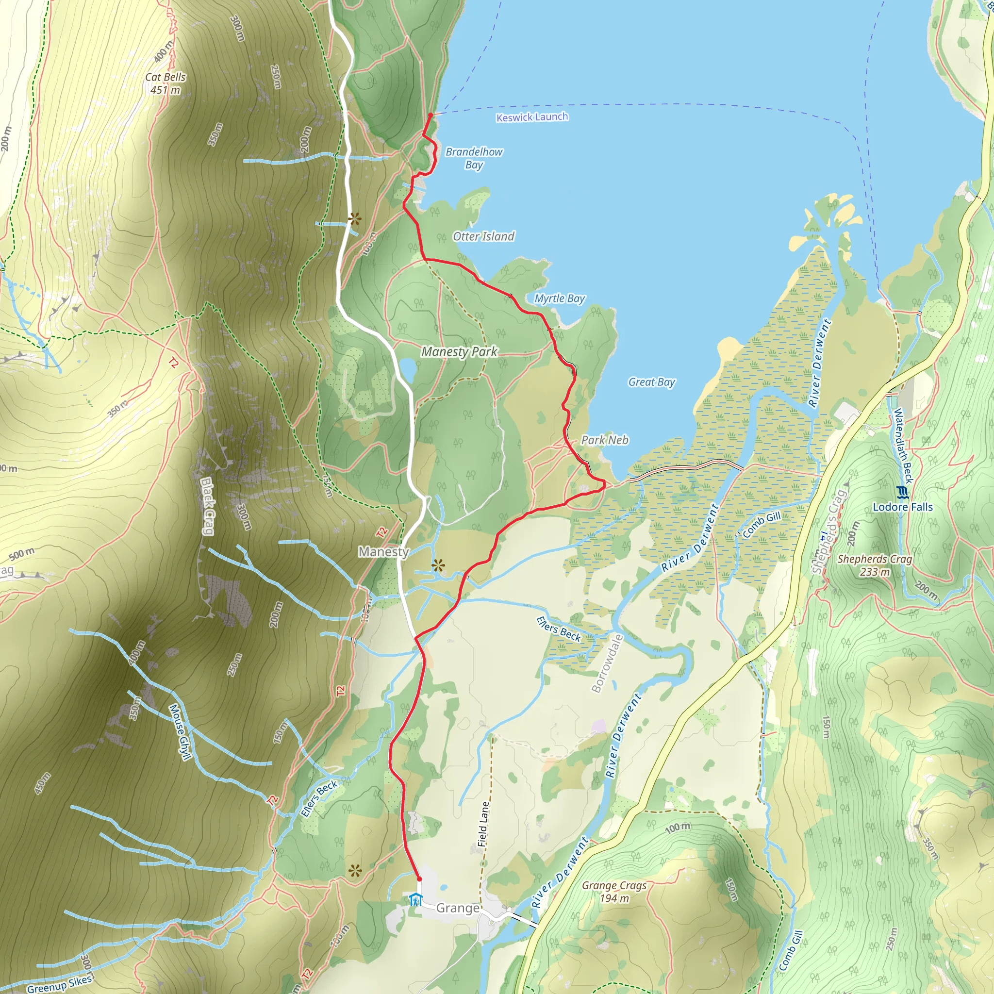 Peace How from High Brandelhow Jetty mobile static map