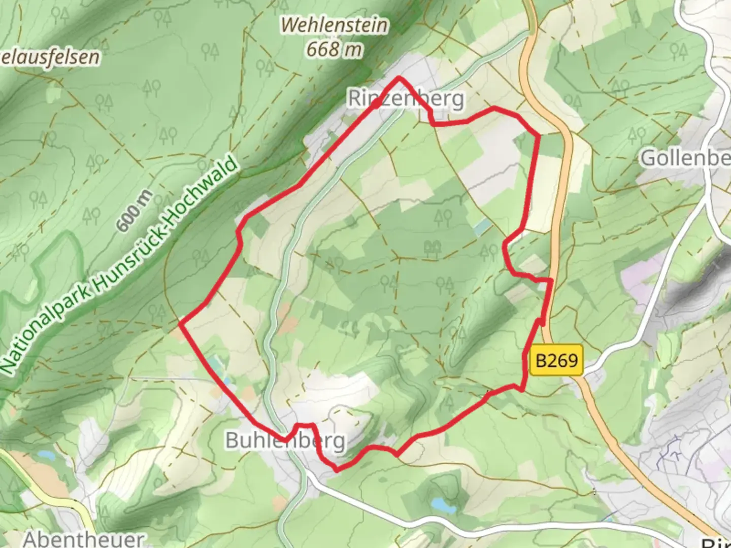 An image depicting the trail Rinzenberg to Buhlenberg Loop and its surrounding area.