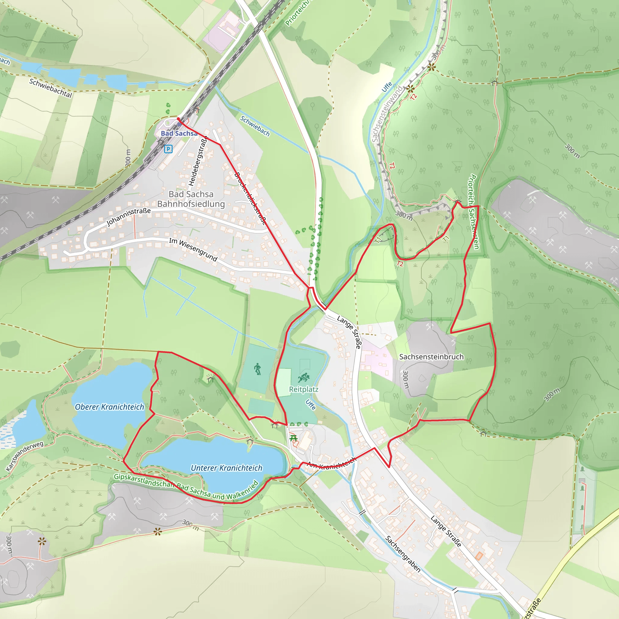 Sachsensteinblick, Unterer Kranichteich and Priester Steinhohle Loop mobile static map
