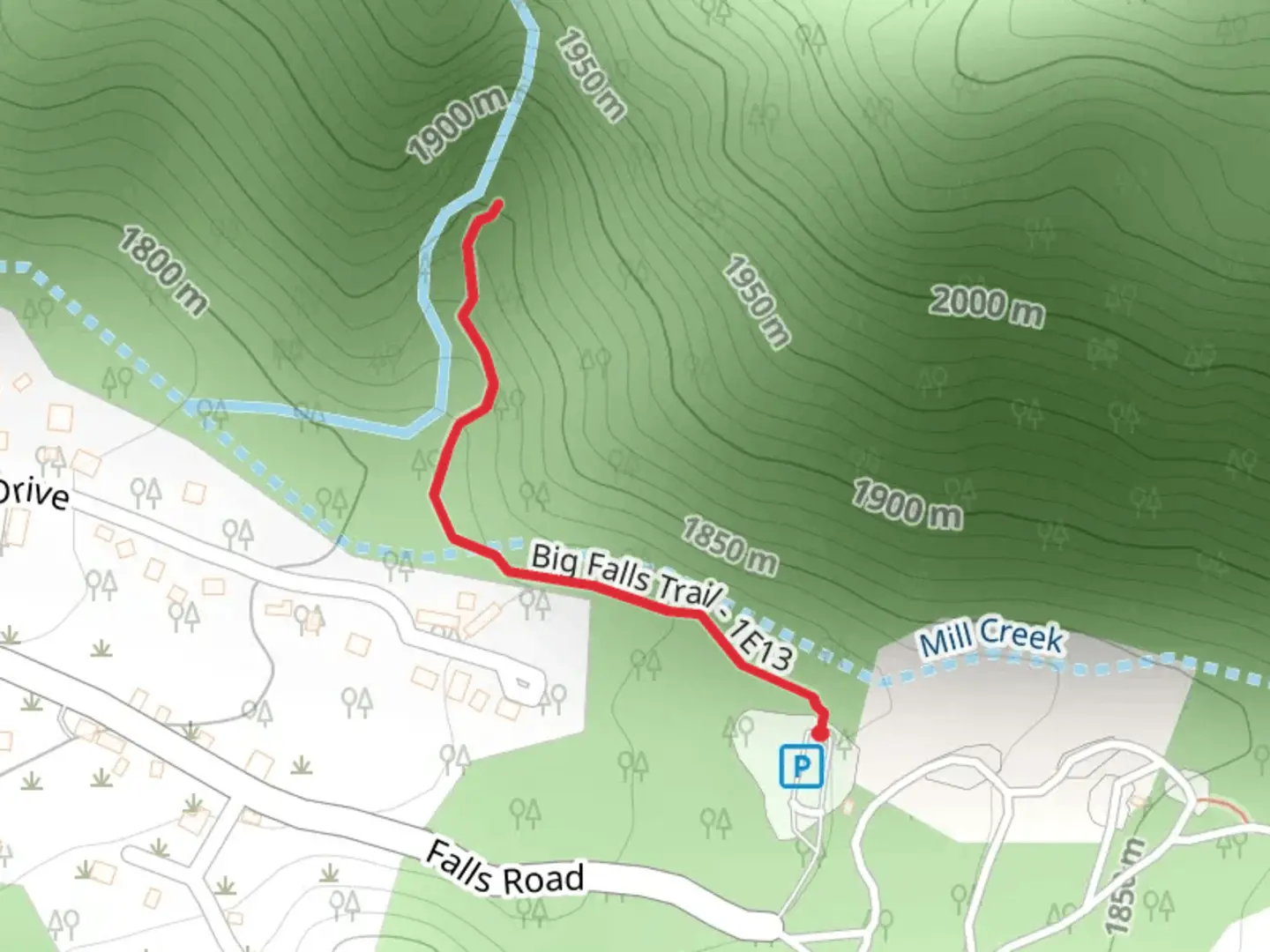 An image depicting the trail Big Falls Trail and its surrounding area.