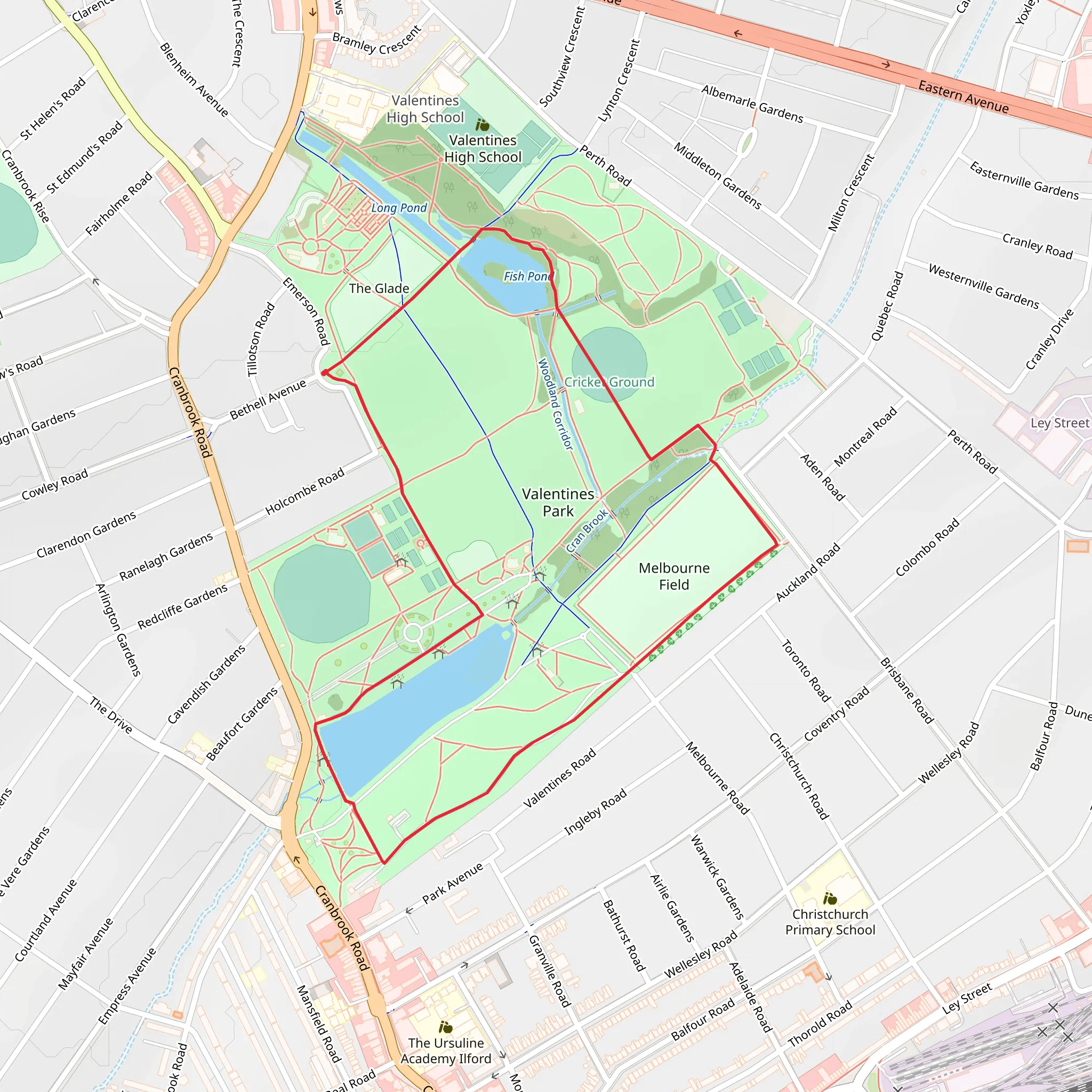 Valentines Park Ilford mobile static map