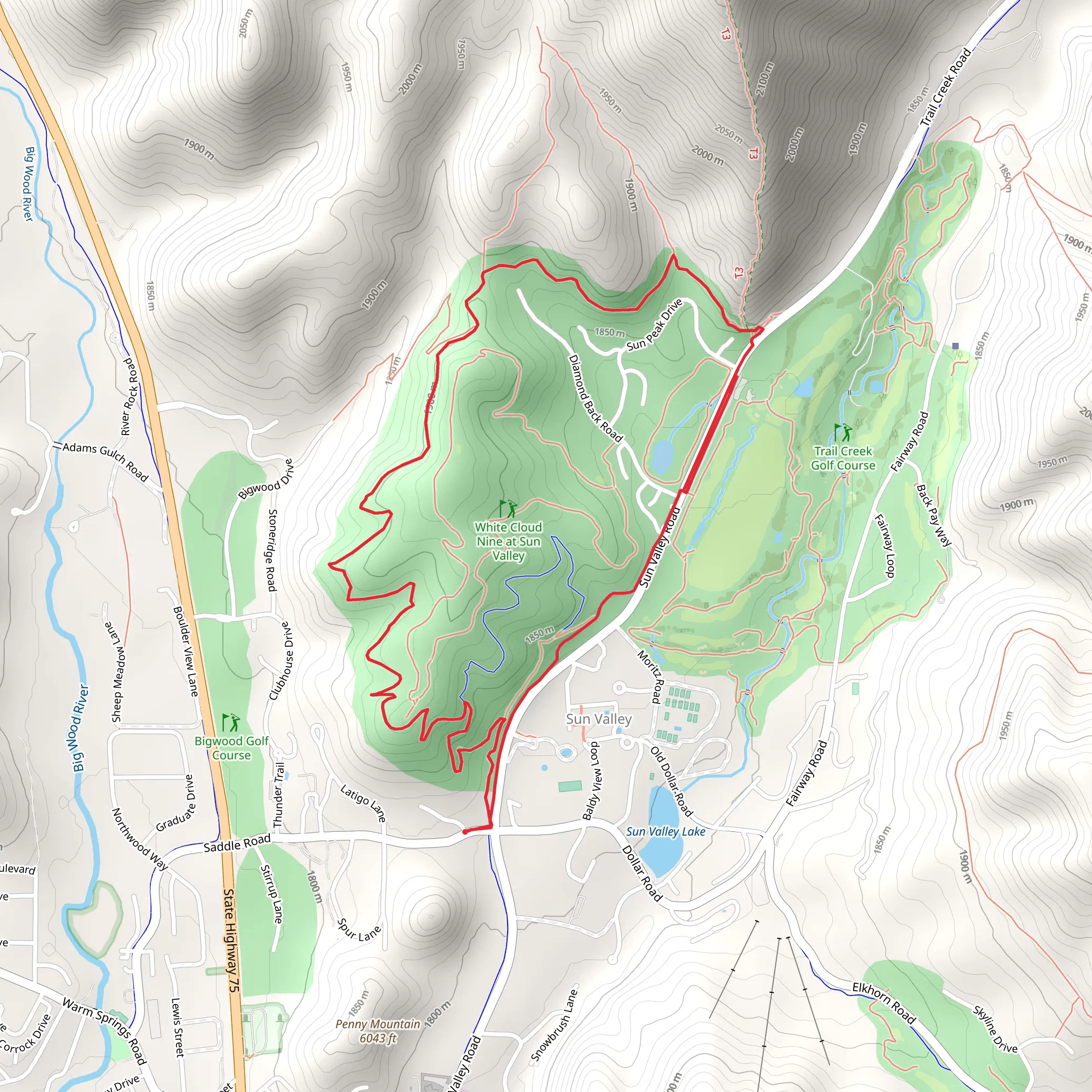 White Cloud Nine Loop at Sun Valley mobile static map