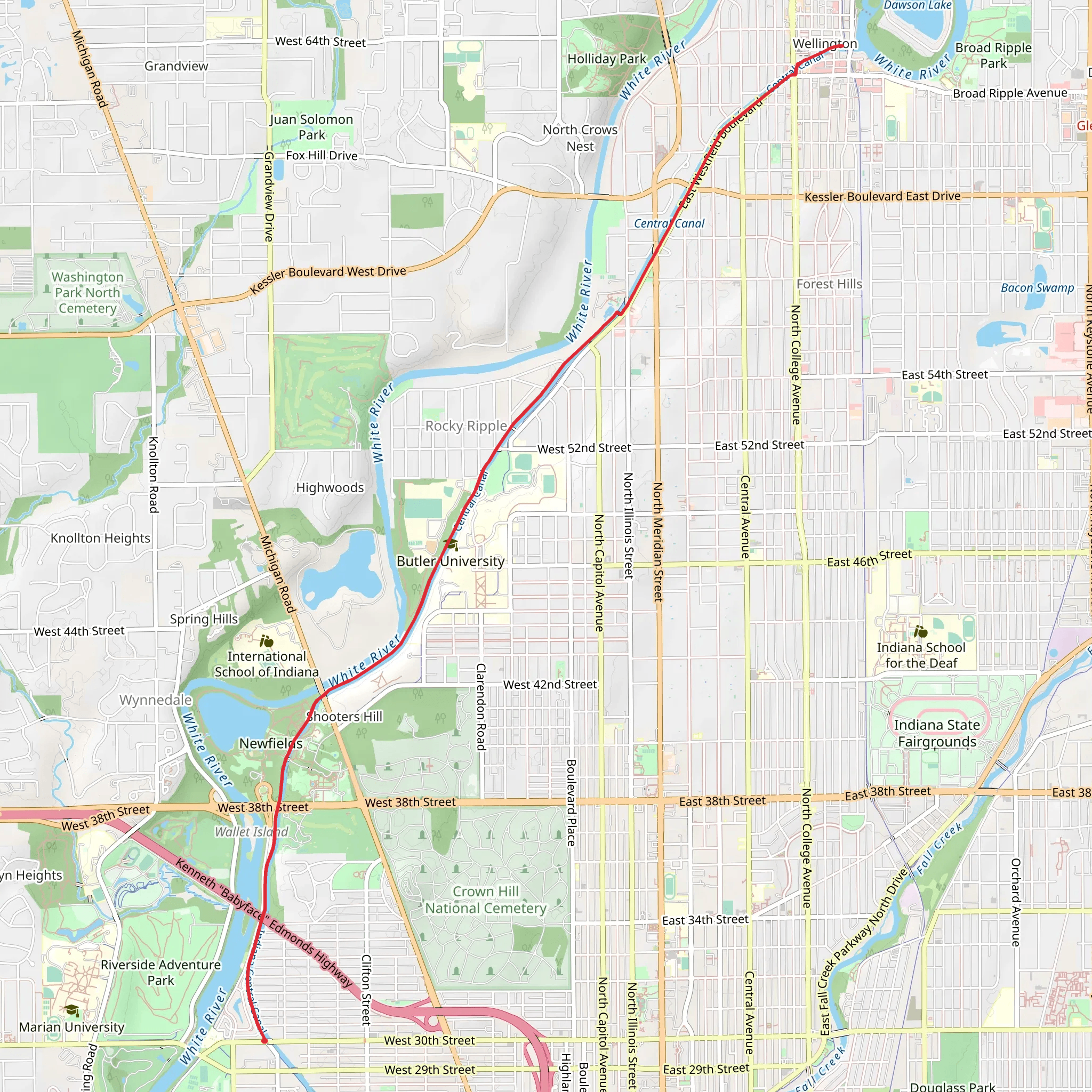 Central Canal Towpath mobile static map