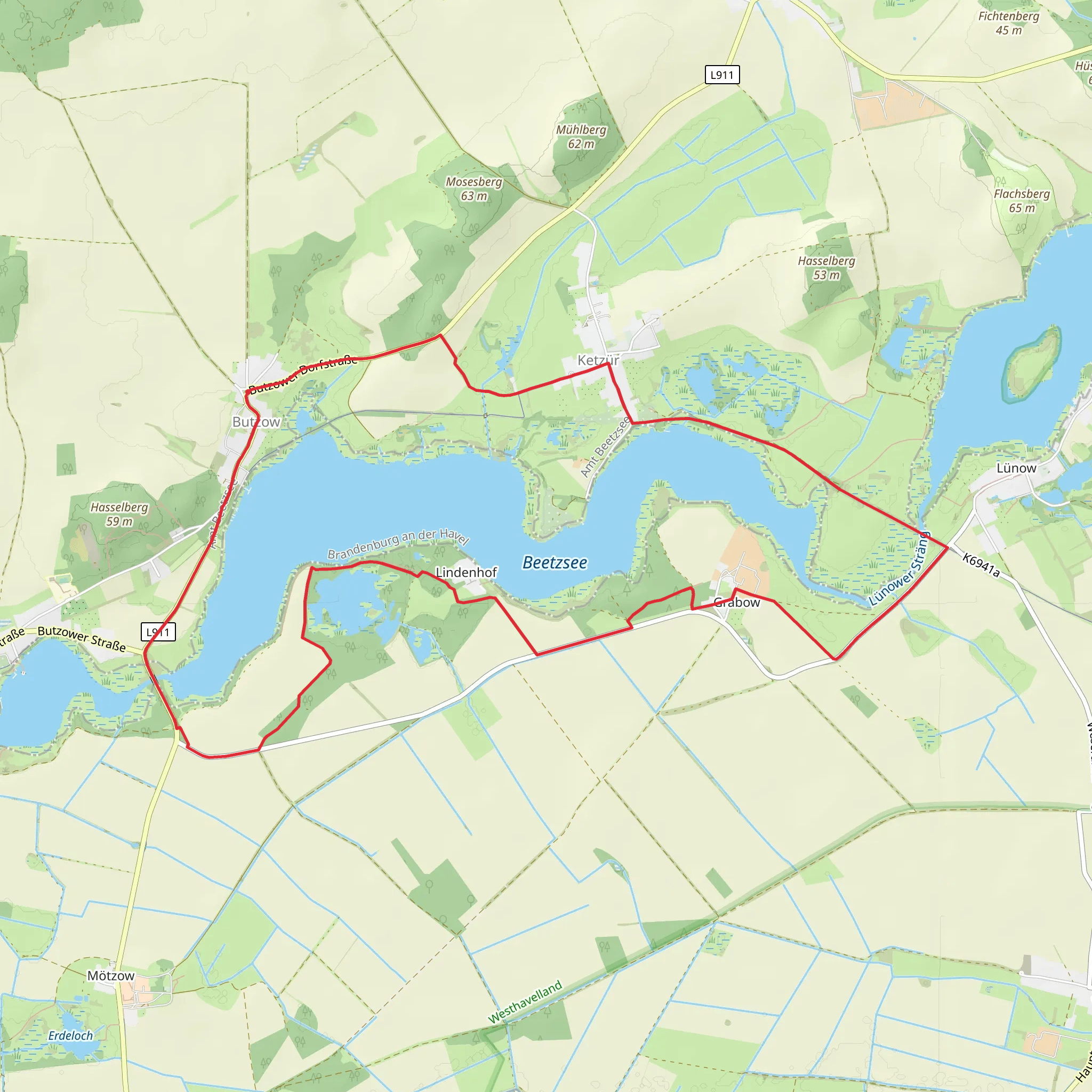 Beetzee Scenic Loop from Butzow mobile static map