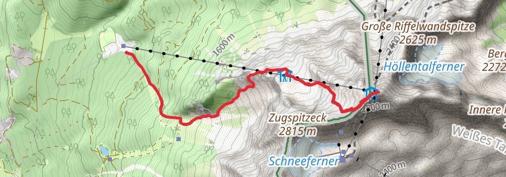 Zugspitze Hike from Tiroler Zugspitzbahn stage 2 Map
