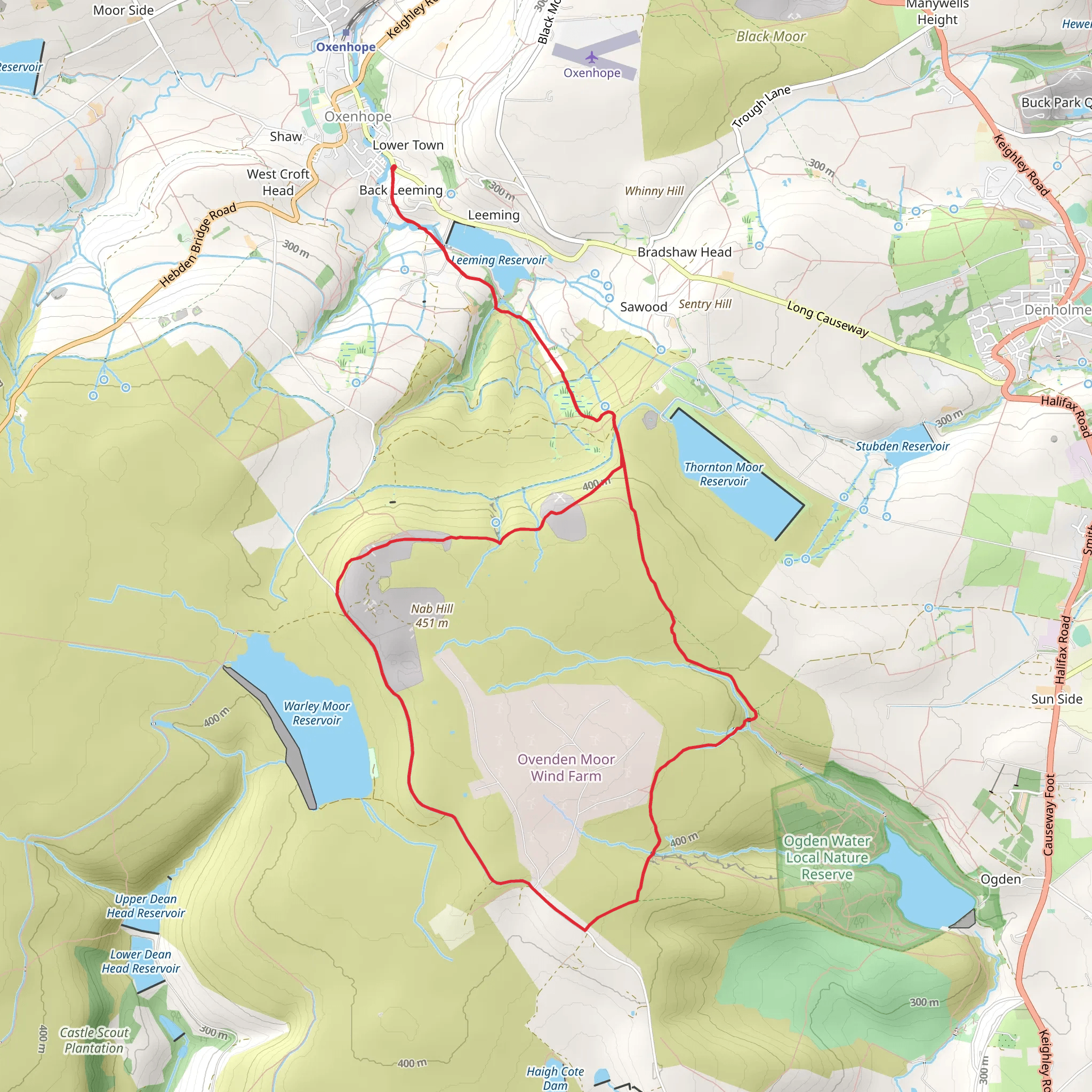 A Circuit of Ovenden Moor from Oxenhope mobile static map