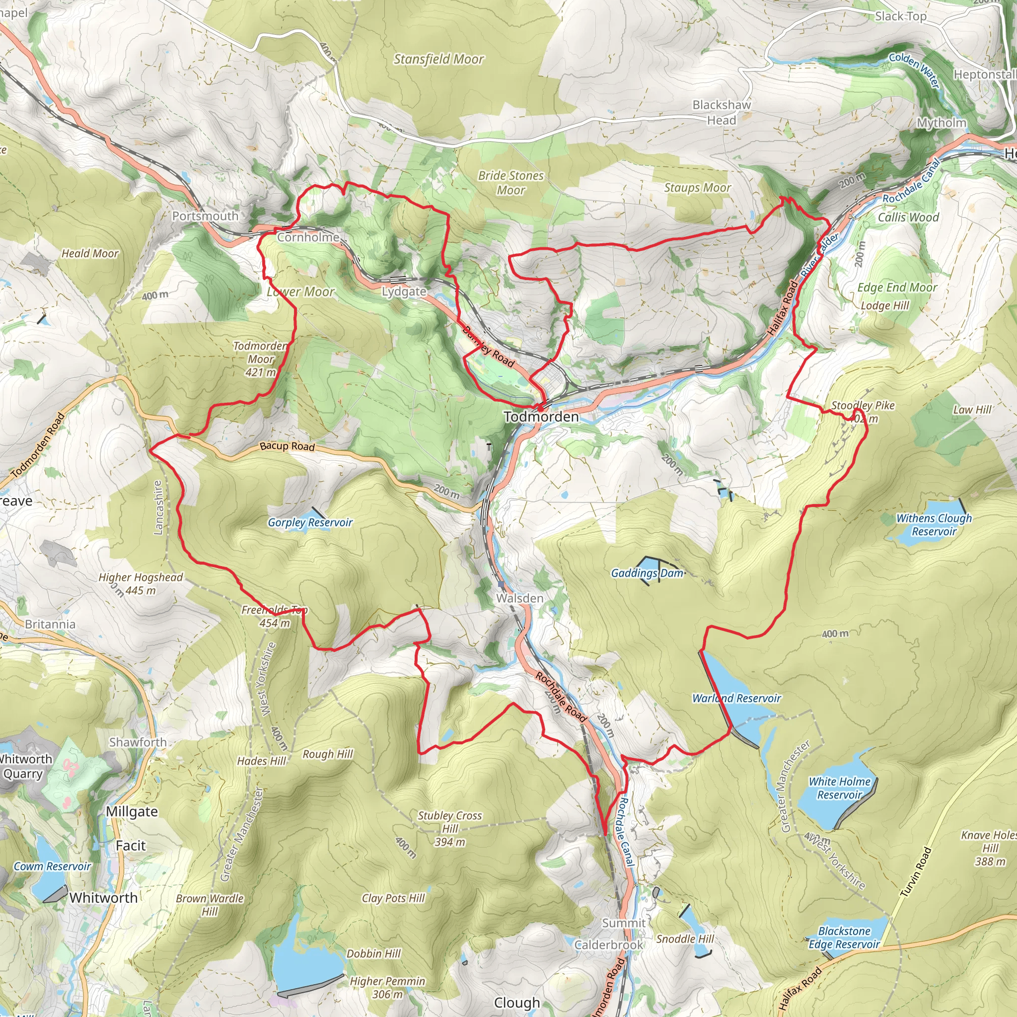 Todmorden Centenary Way mobile static map