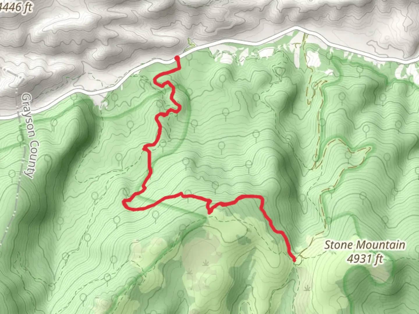An image depicting the trail Scales Campground via Appalachian Trail and its surrounding area.