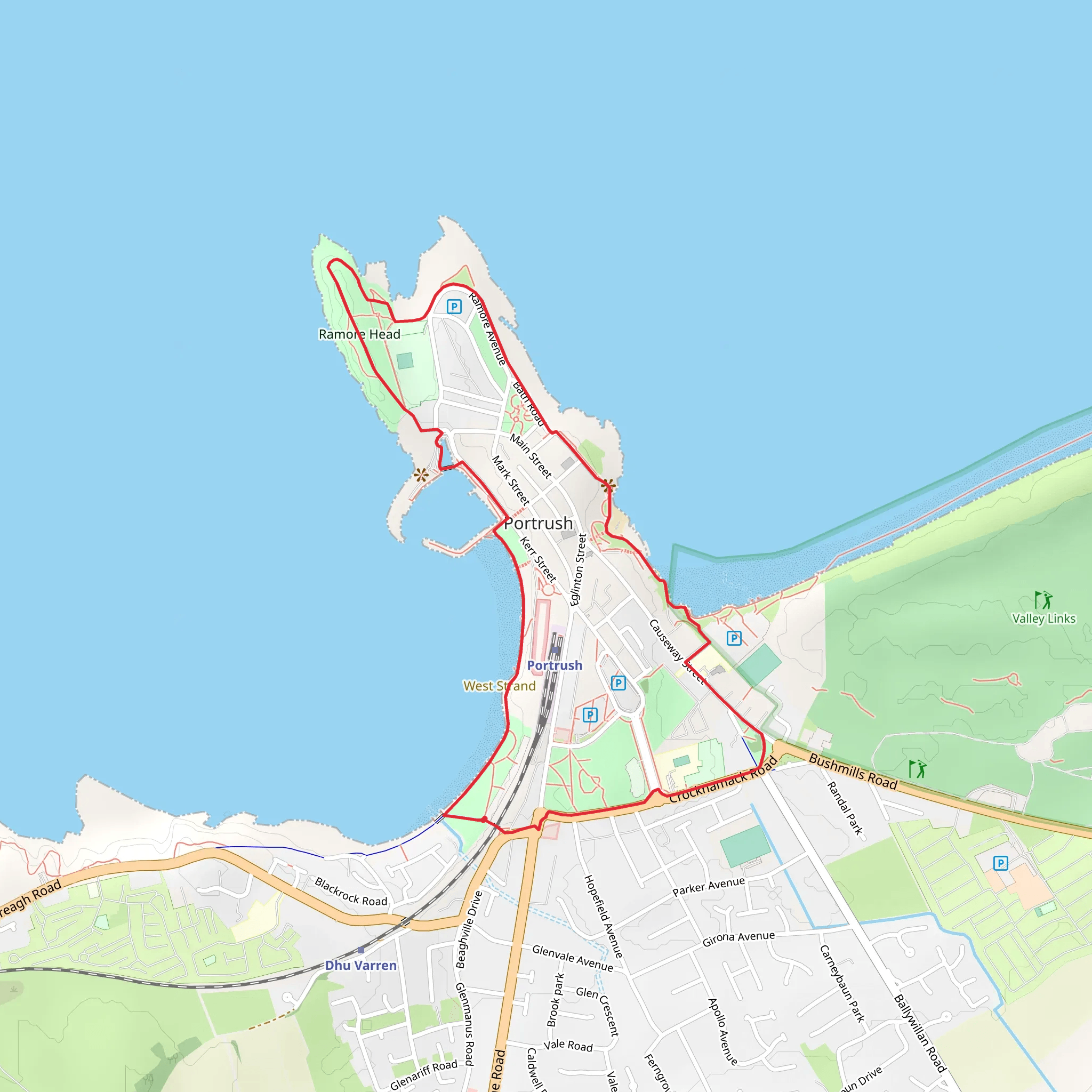 West Bay and Ramore Head mobile static map