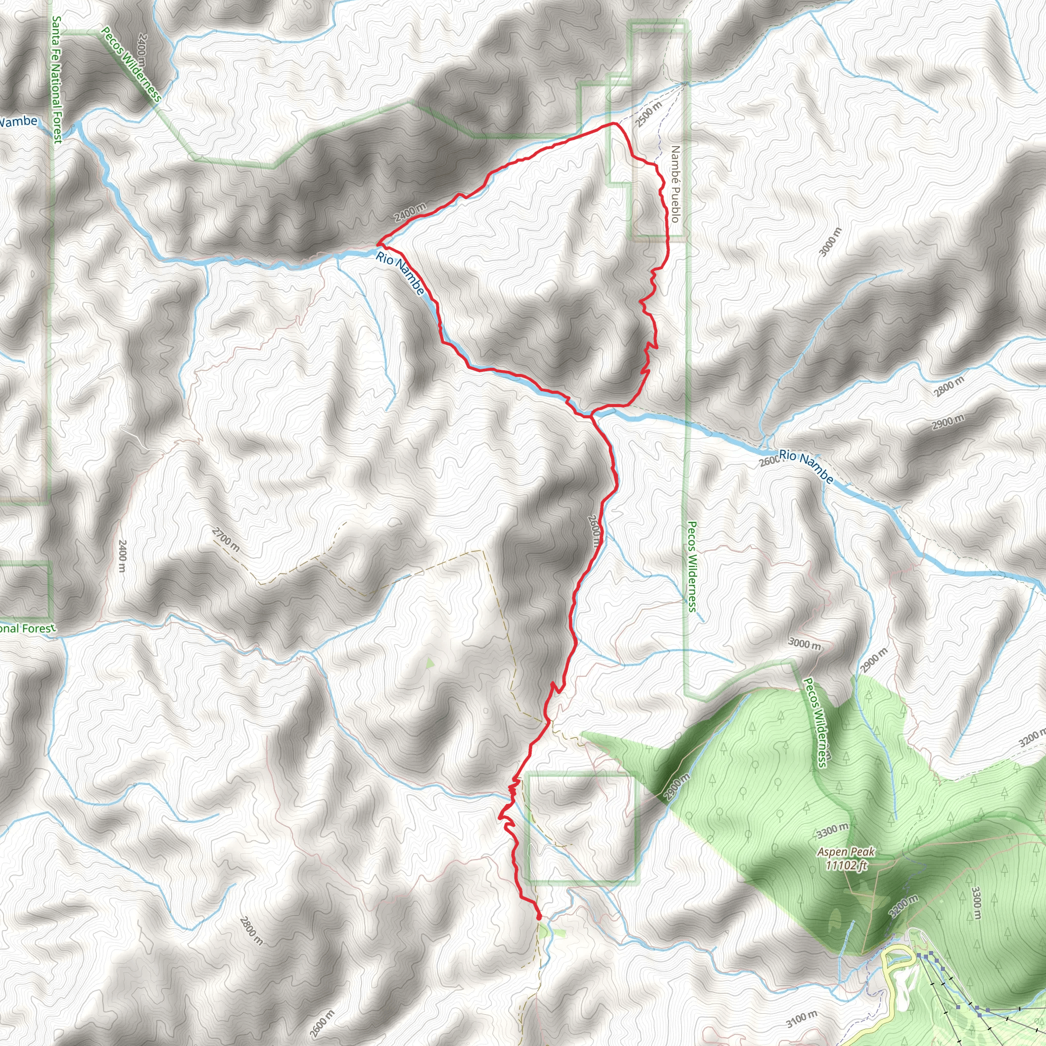 Rio Nambe Trail, Capulin Trail and Borrego Loop Trail mobile static map