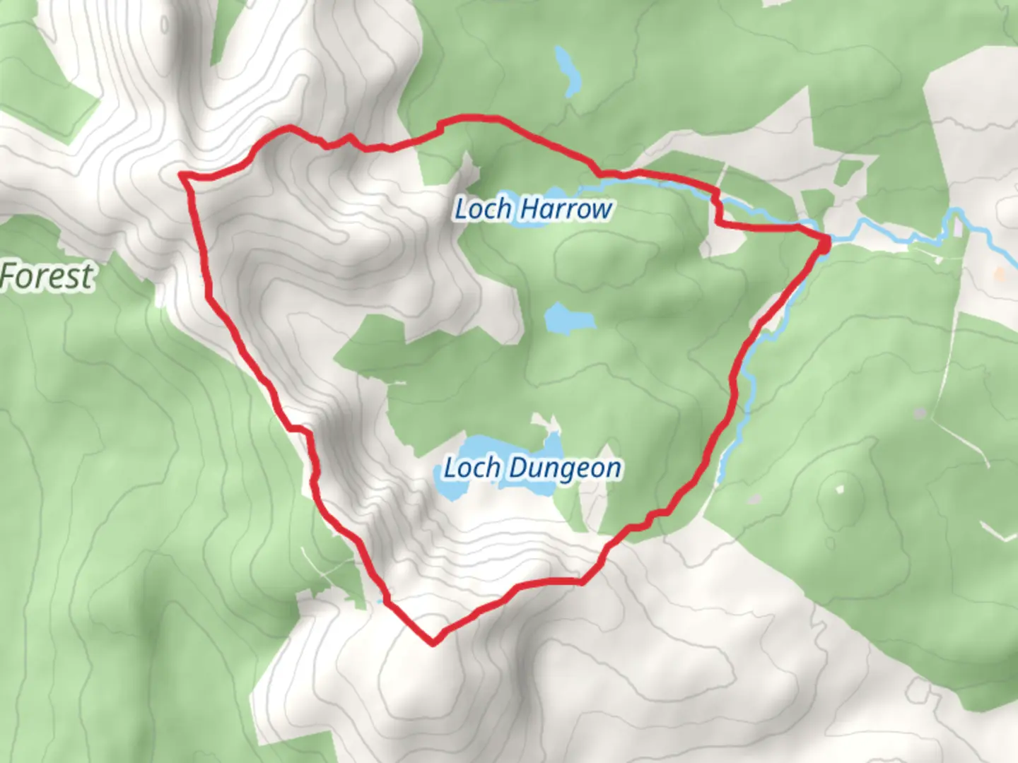 An image depicting the trail FOREST LODGE CORSERINE AND BACK and its surrounding area.