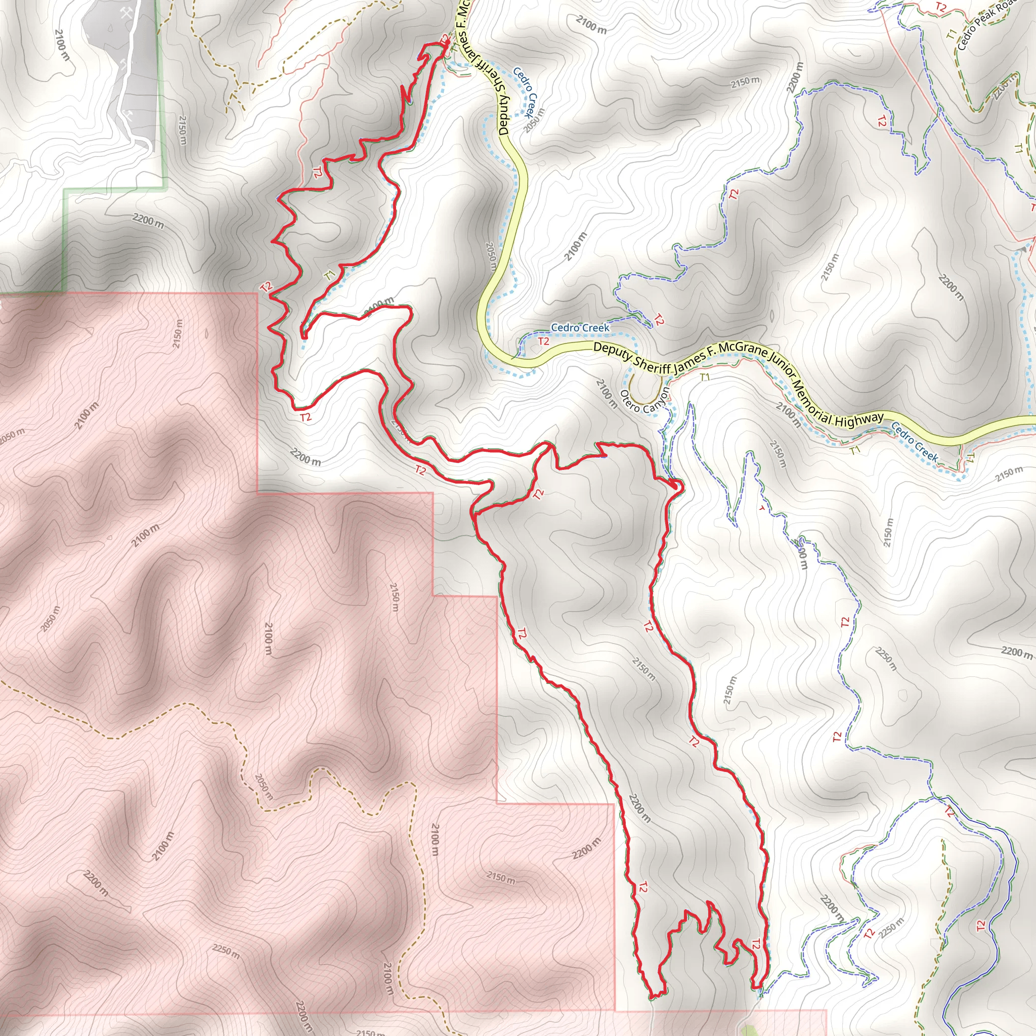 Tunnel Canyon, Otero Canyon and Birdhouse Ridge Loop Trail mobile static map