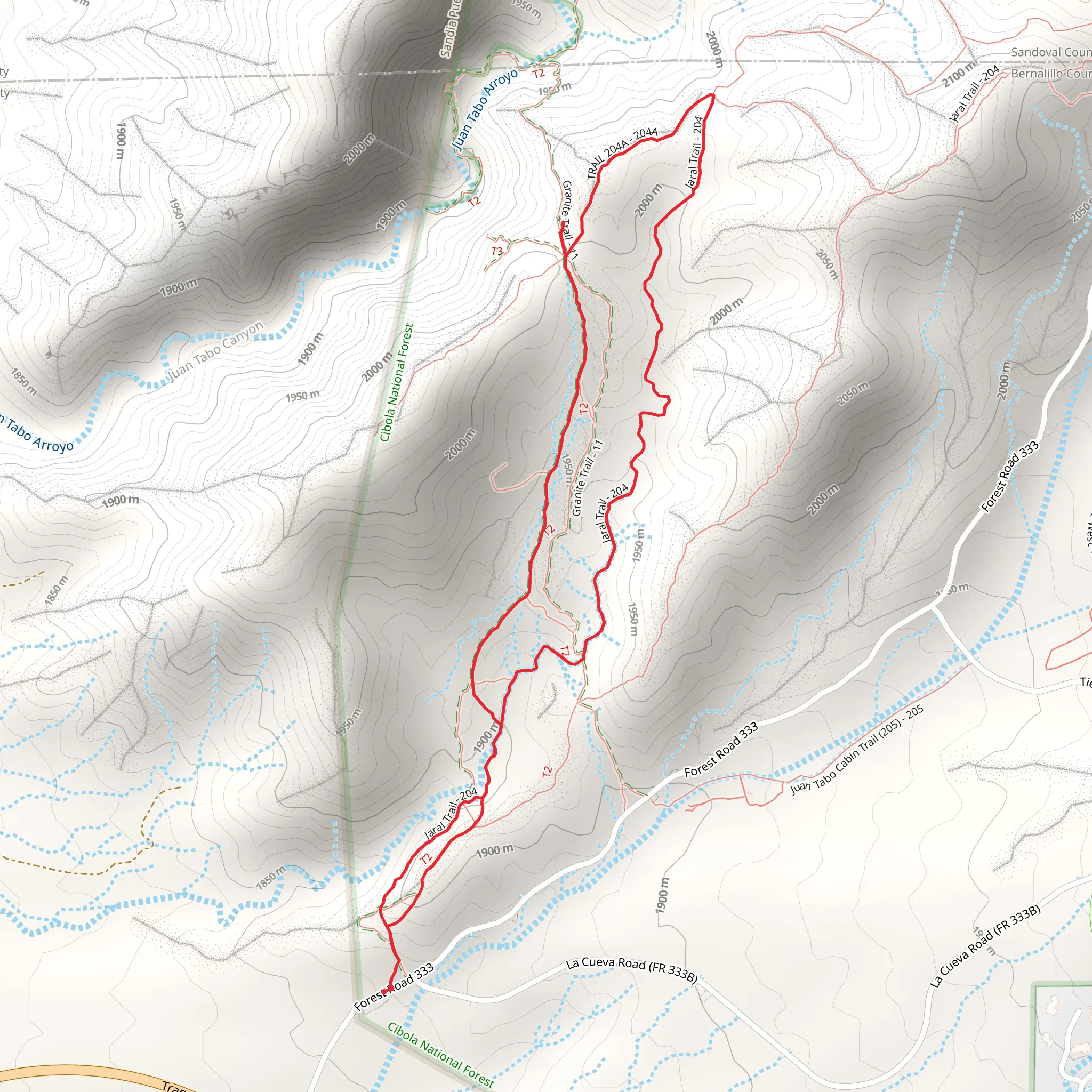 Jaral and Granite Loop Trail mobile static map