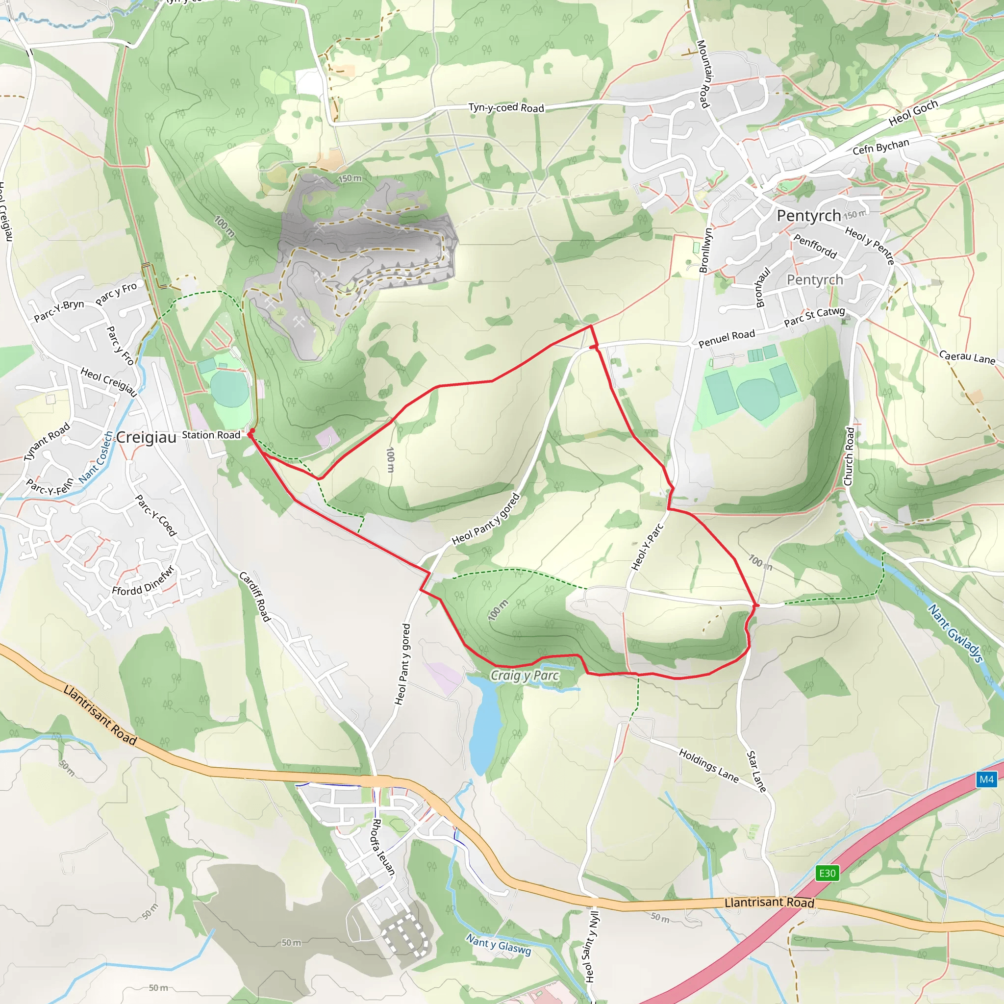 Creigiau Circular mobile static map