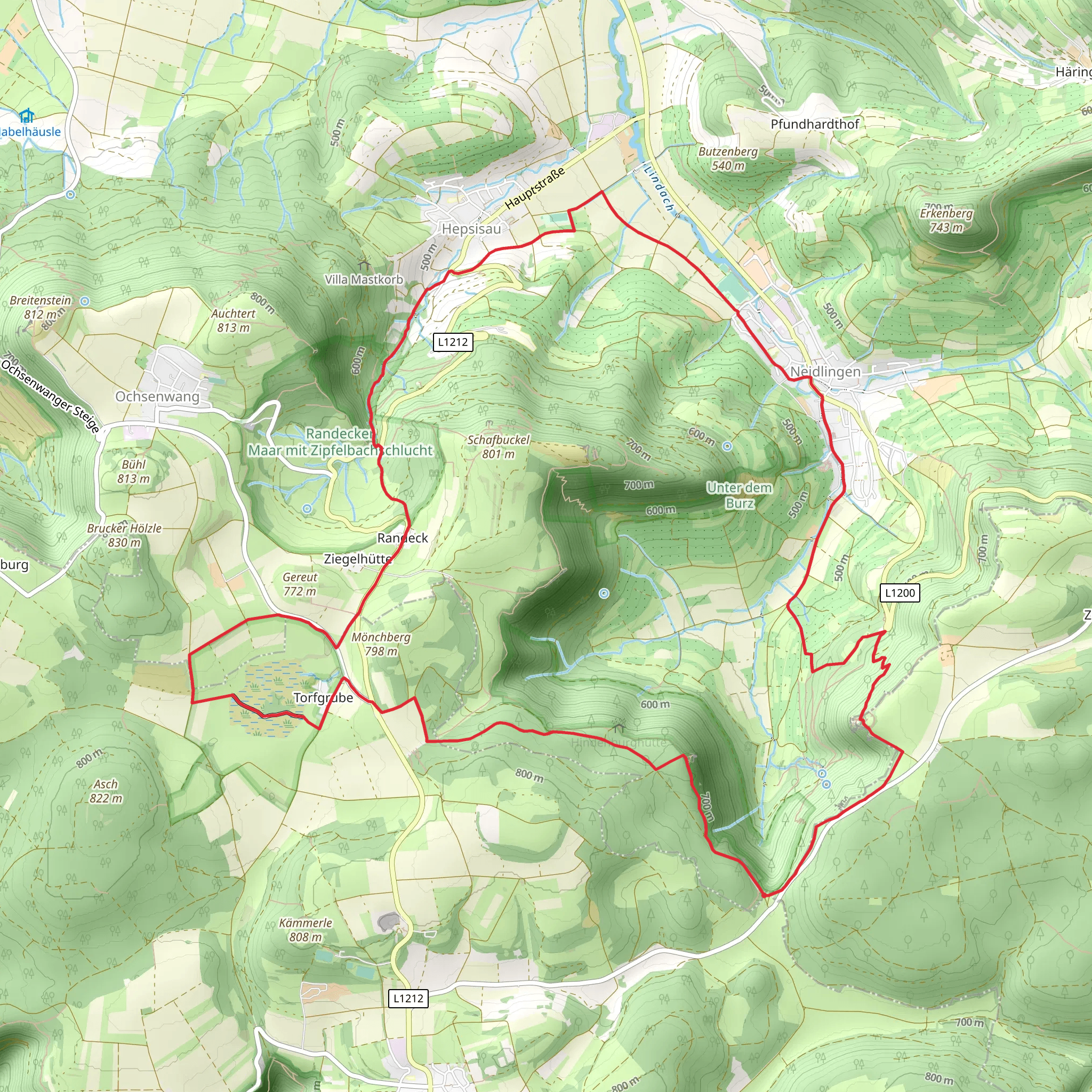 NSG Biospharengebiet and Torfgrube Loop - Neidlingen mobile static map