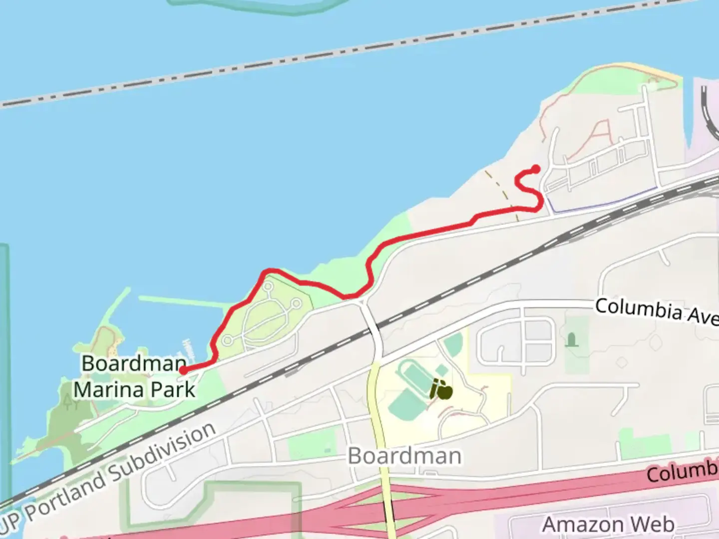 An image depicting the trail Sailboard Beach and its surrounding area.