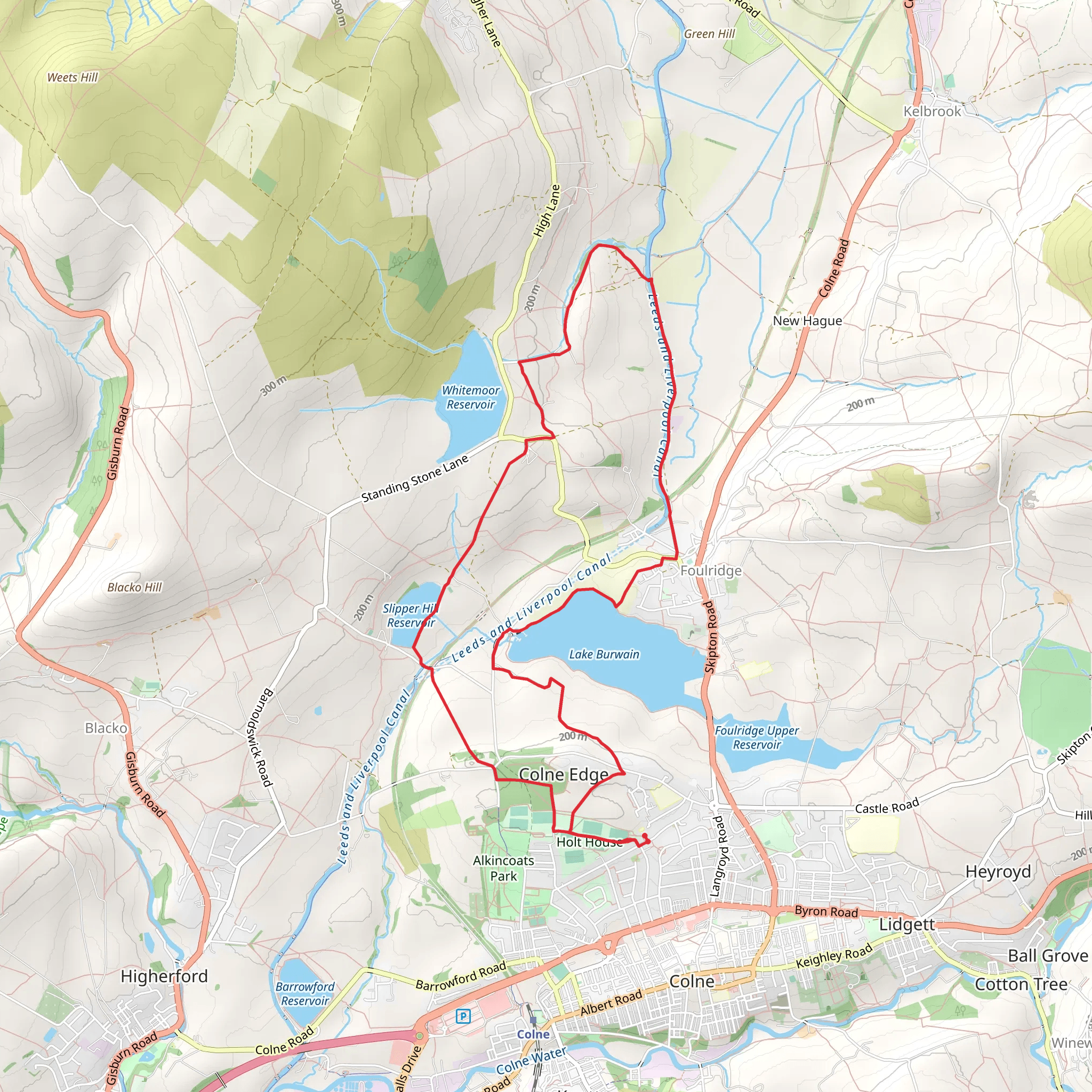 Lake Burwain and Slipper Hill Reservoir Loop from Colne mobile static map