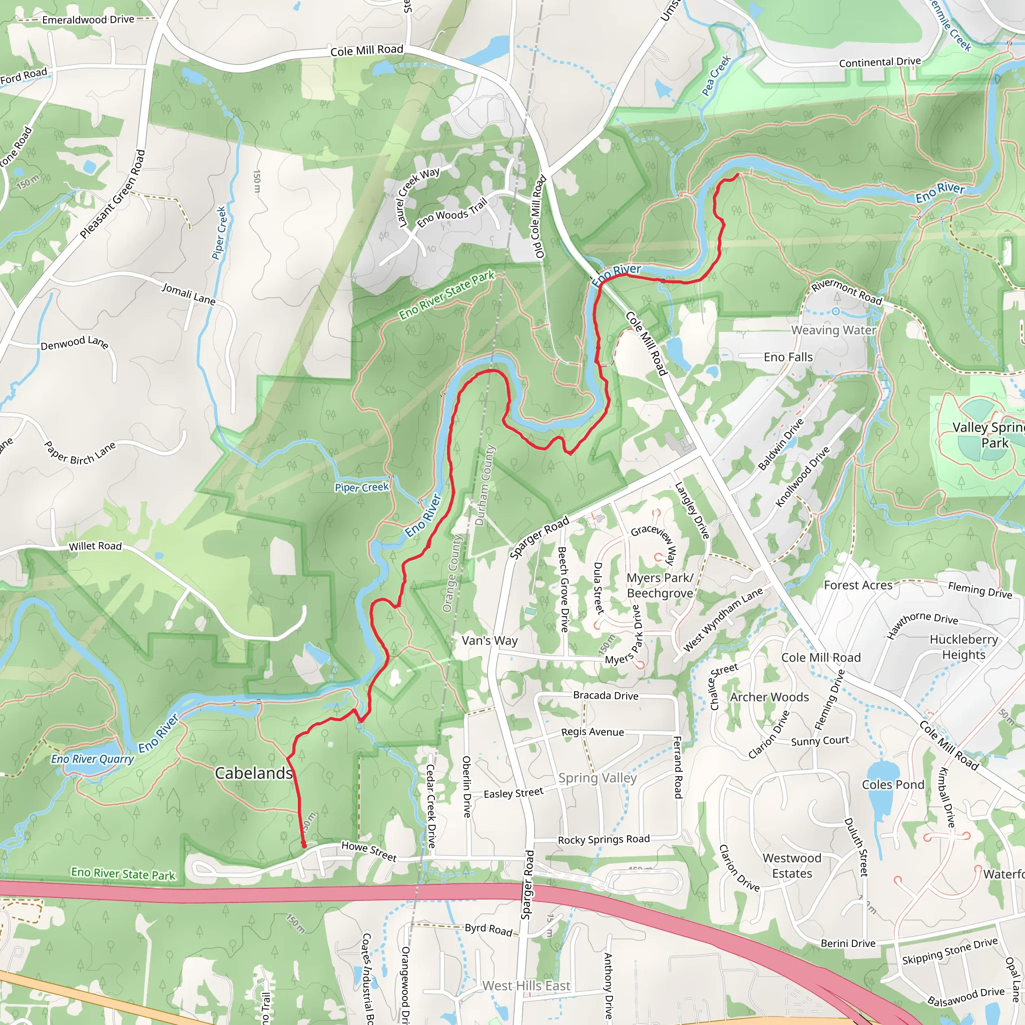 Eno River - Laurel Bluffs Trail mobile static map
