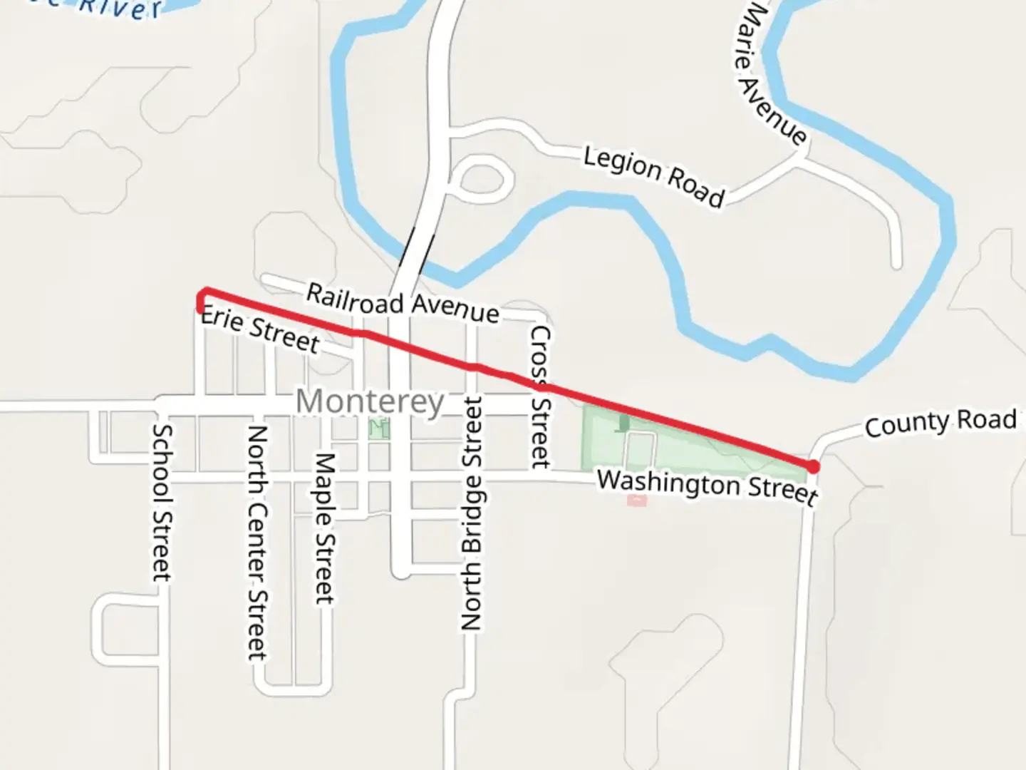 An image depicting the trail Monterey Erie Trail and its surrounding area.