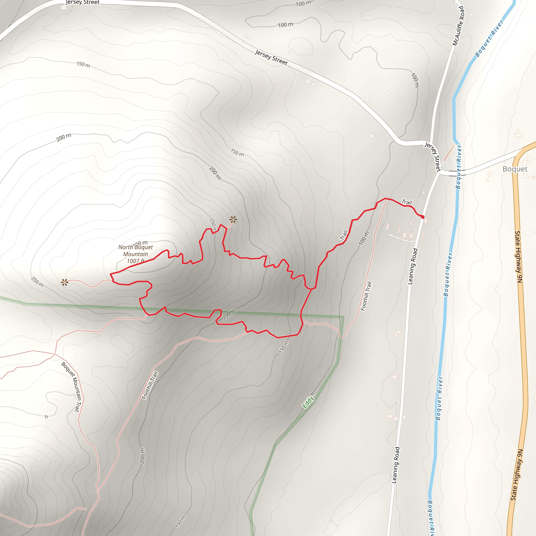 North Boquet Mountain via Rocky Ledges Trail mobile static map
