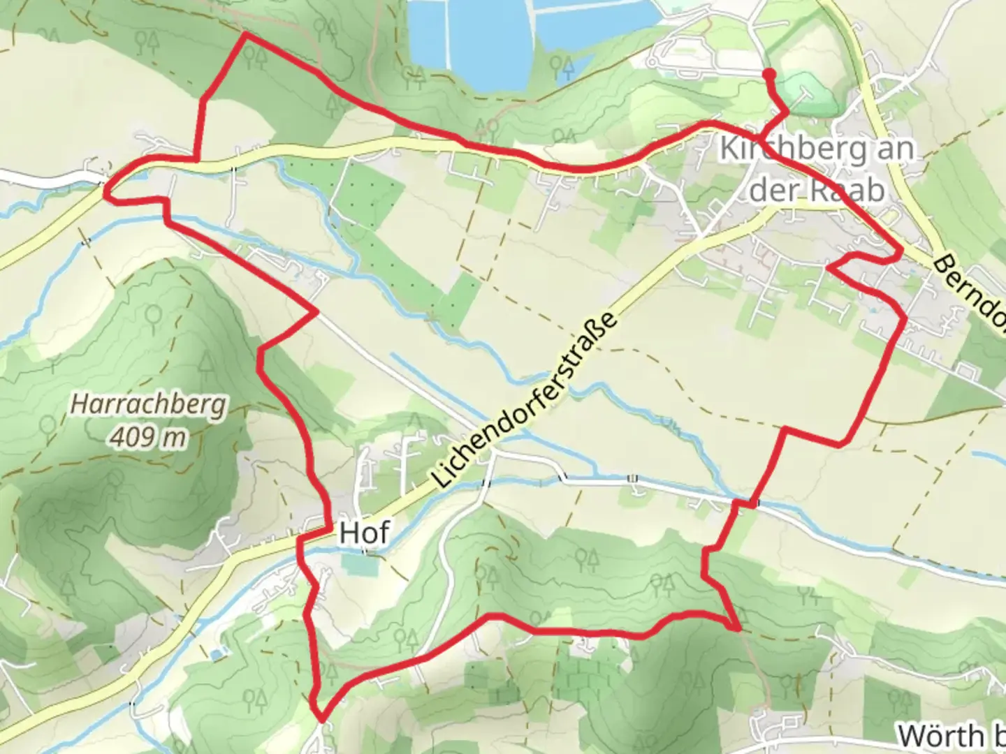 An image depicting the trail Kirchbergvitalweg Ortsrunde and its surrounding area.