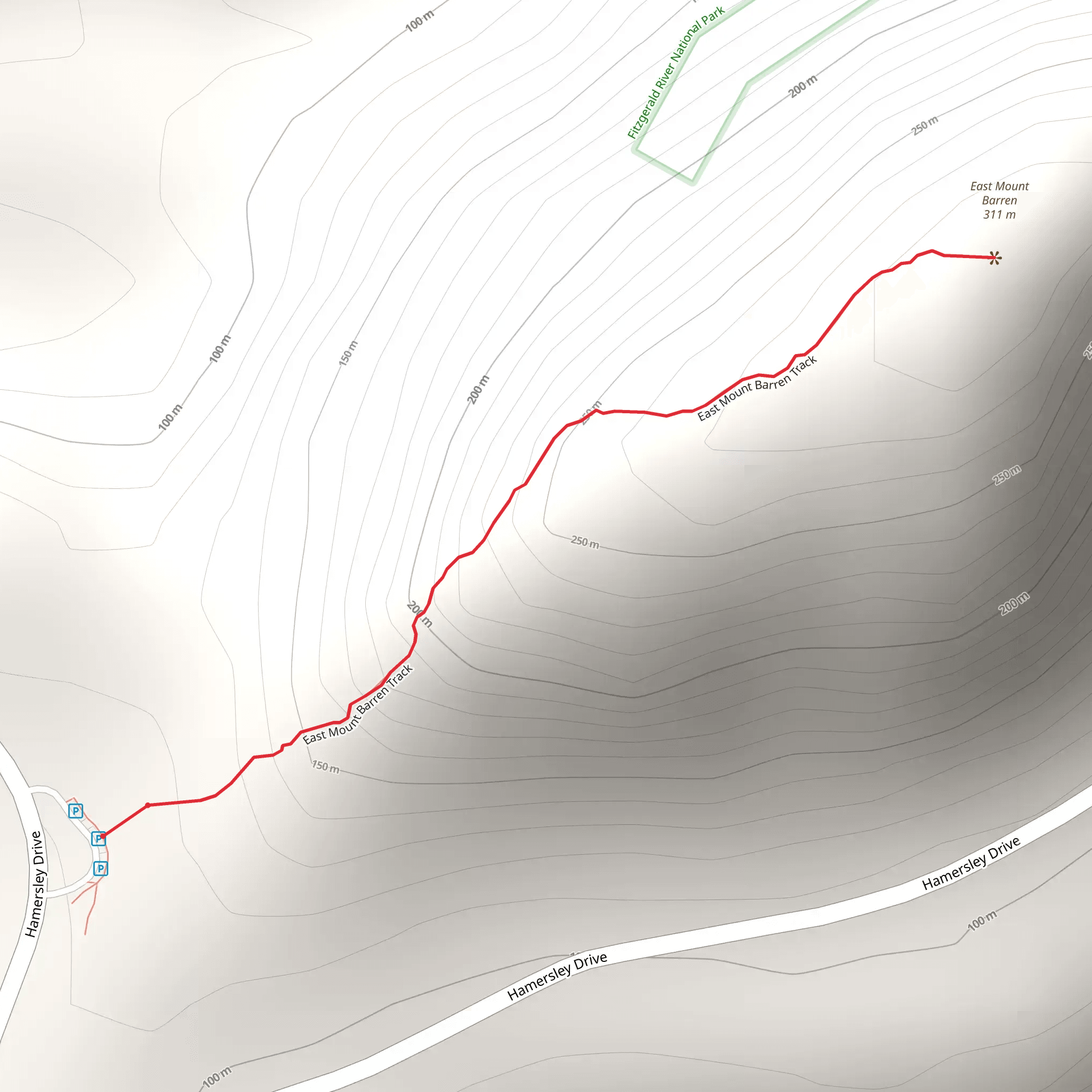 East Mt Barren Trail mobile static map
