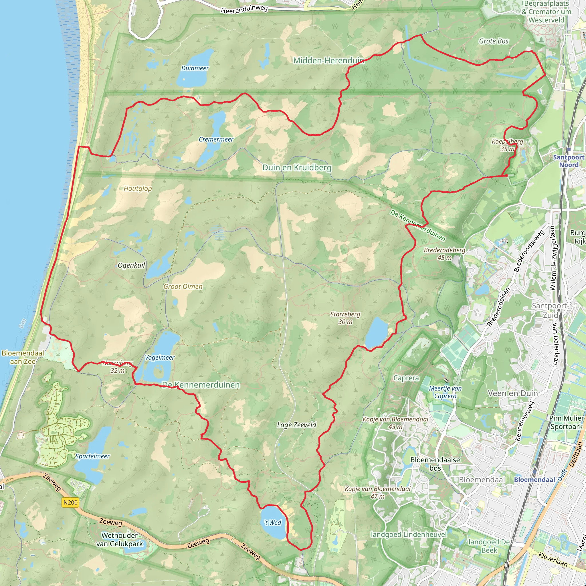 Oosterplas, t Wed and Bloemendaal aan Zee via Konings Weg mobile static map