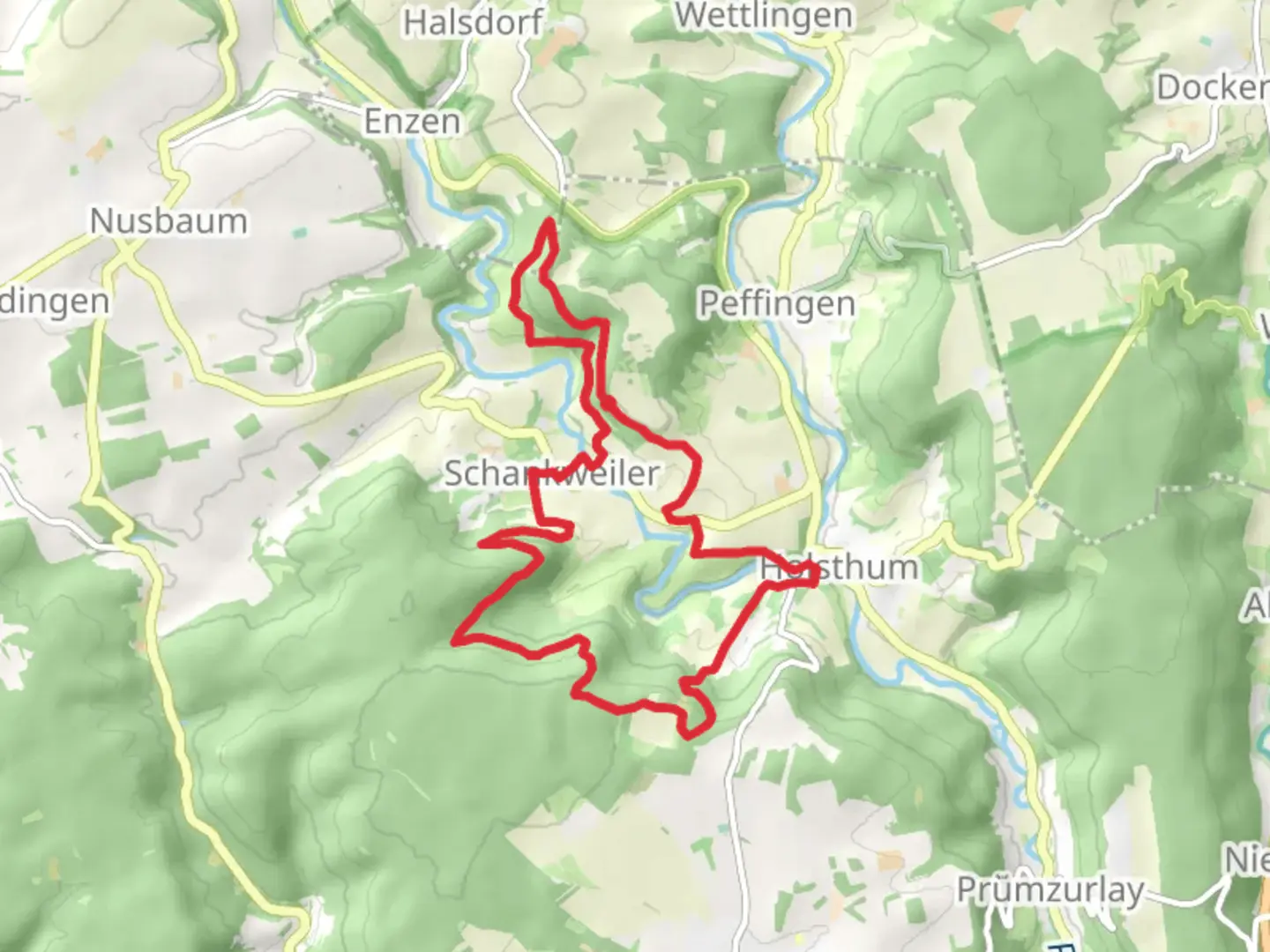 An image depicting the trail Holsthum and Schankweiler Loop and its surrounding area.