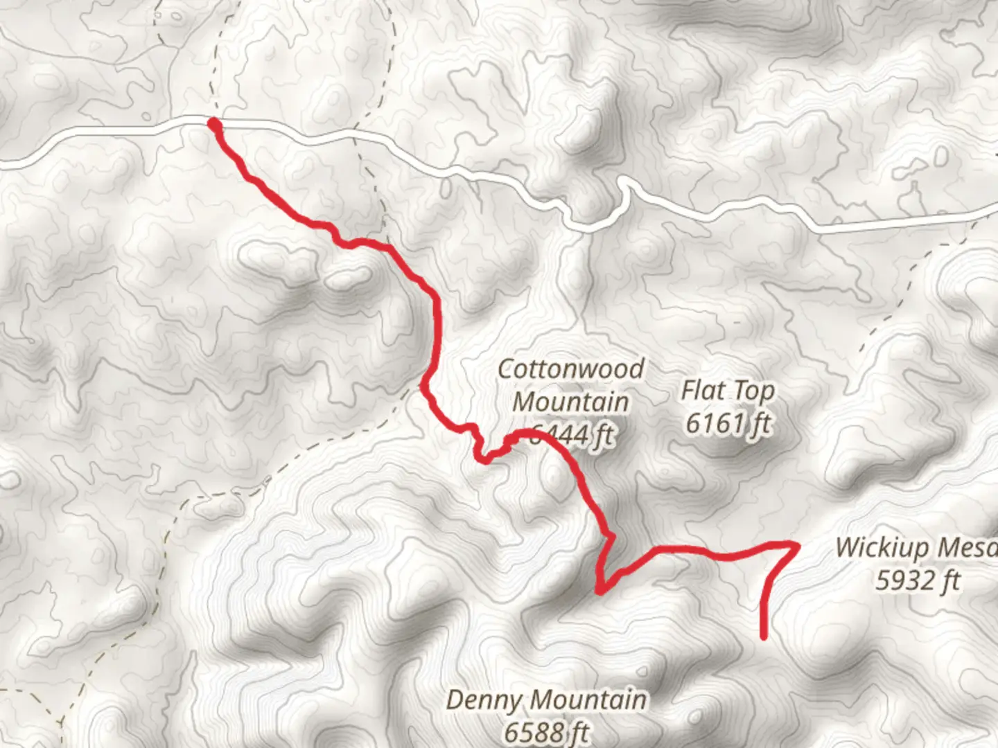 An image depicting the trail Cottonwood Mountain Trail and its surrounding area.
