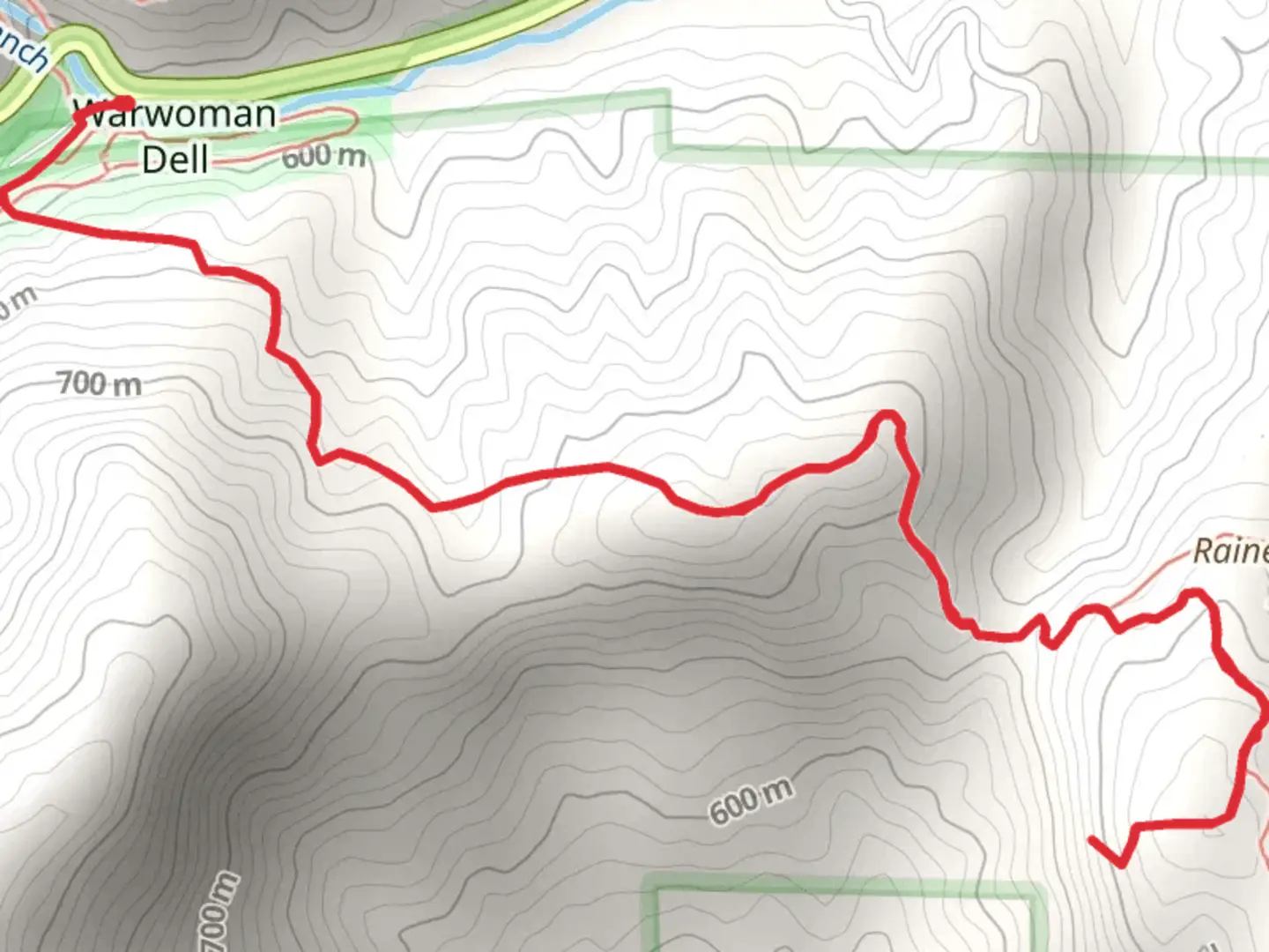 An image depicting the trail Green Gap via Bartram Trail and its surrounding area.