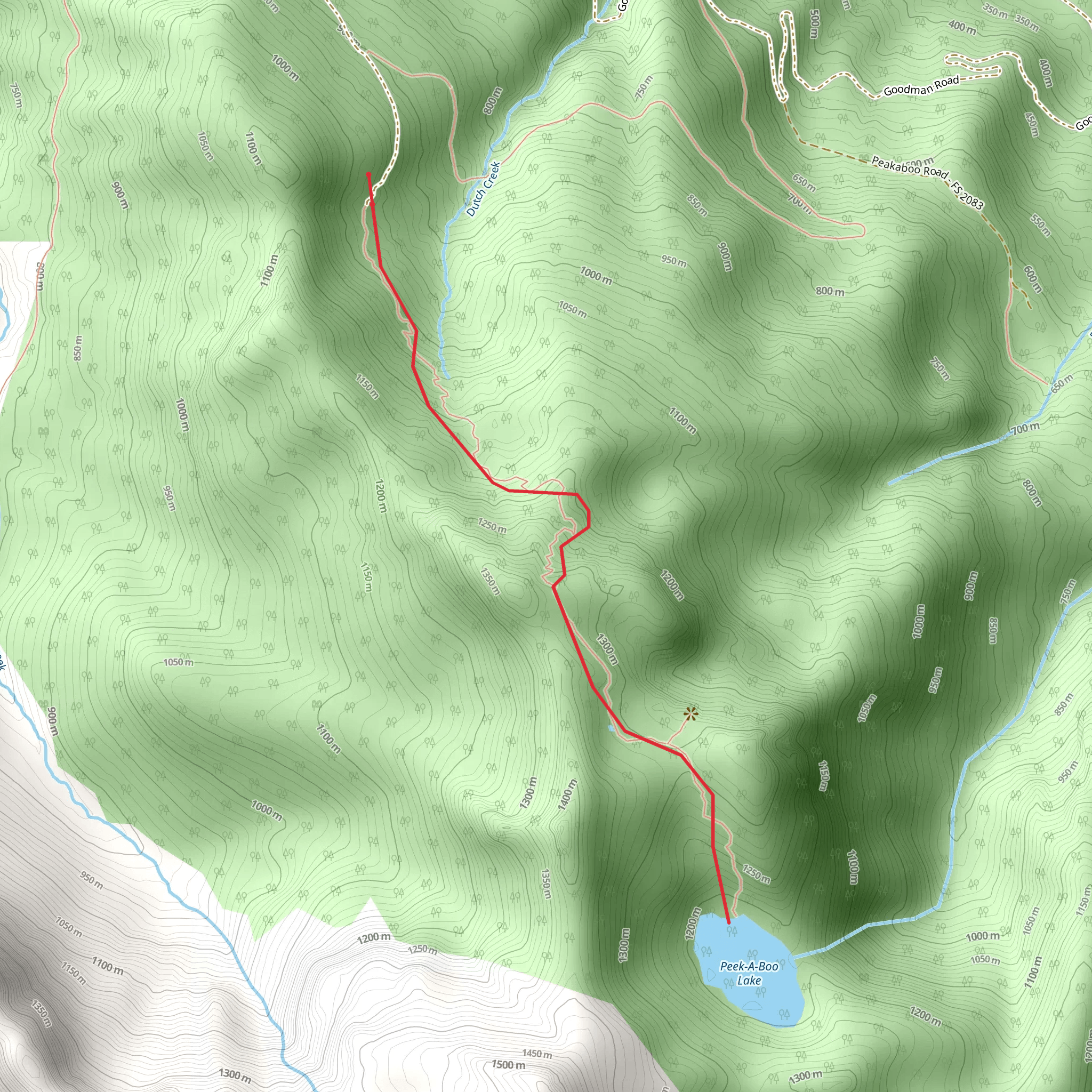 Peek-a-boo Lake Trail mobile static map