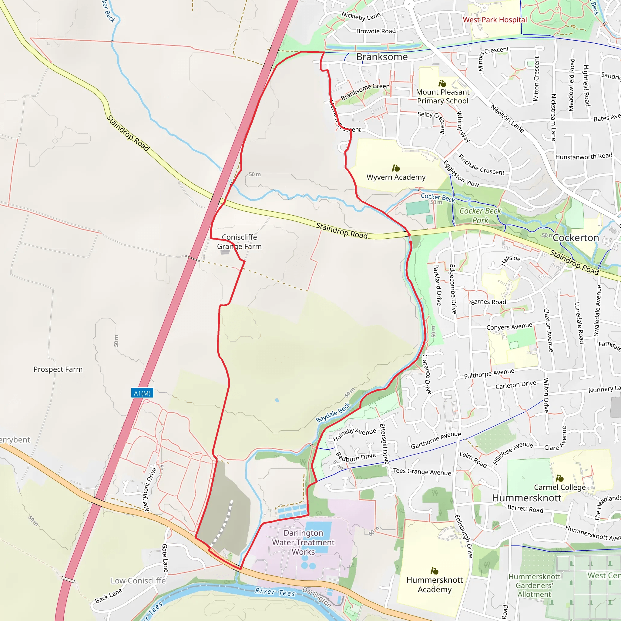 Baydale Beck Loop Path mobile static map