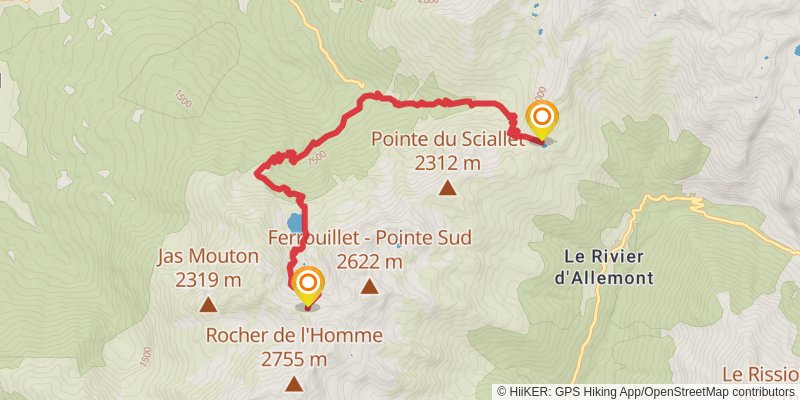 GR 738 - Haute Traversée de Belledonne alt 3 Map