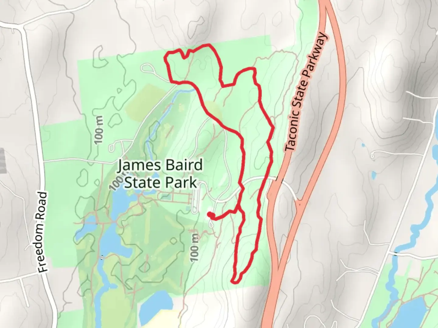 An image depicting the trail James Baird Park Loop and its surrounding area.