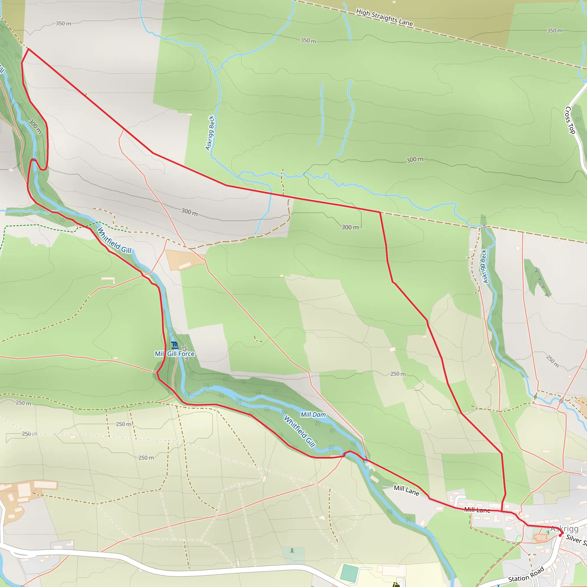 Mill Gill and Whitfield Force Waterfalls mobile static map