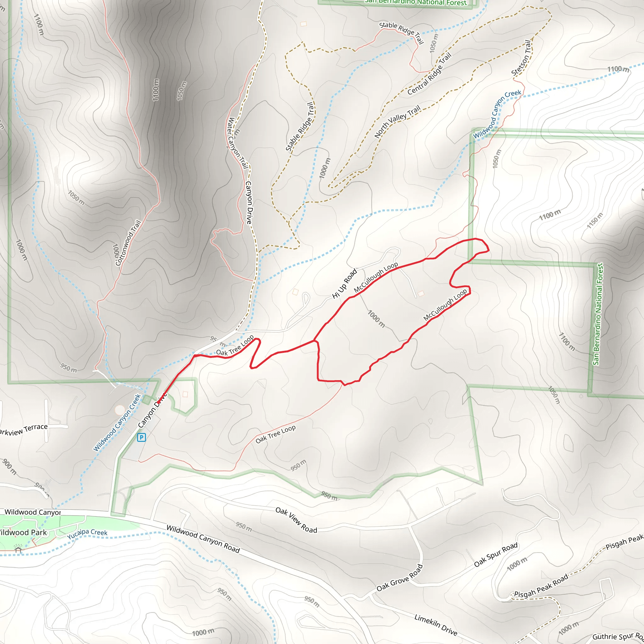 Oak Tree and McCullough Loop mobile static map