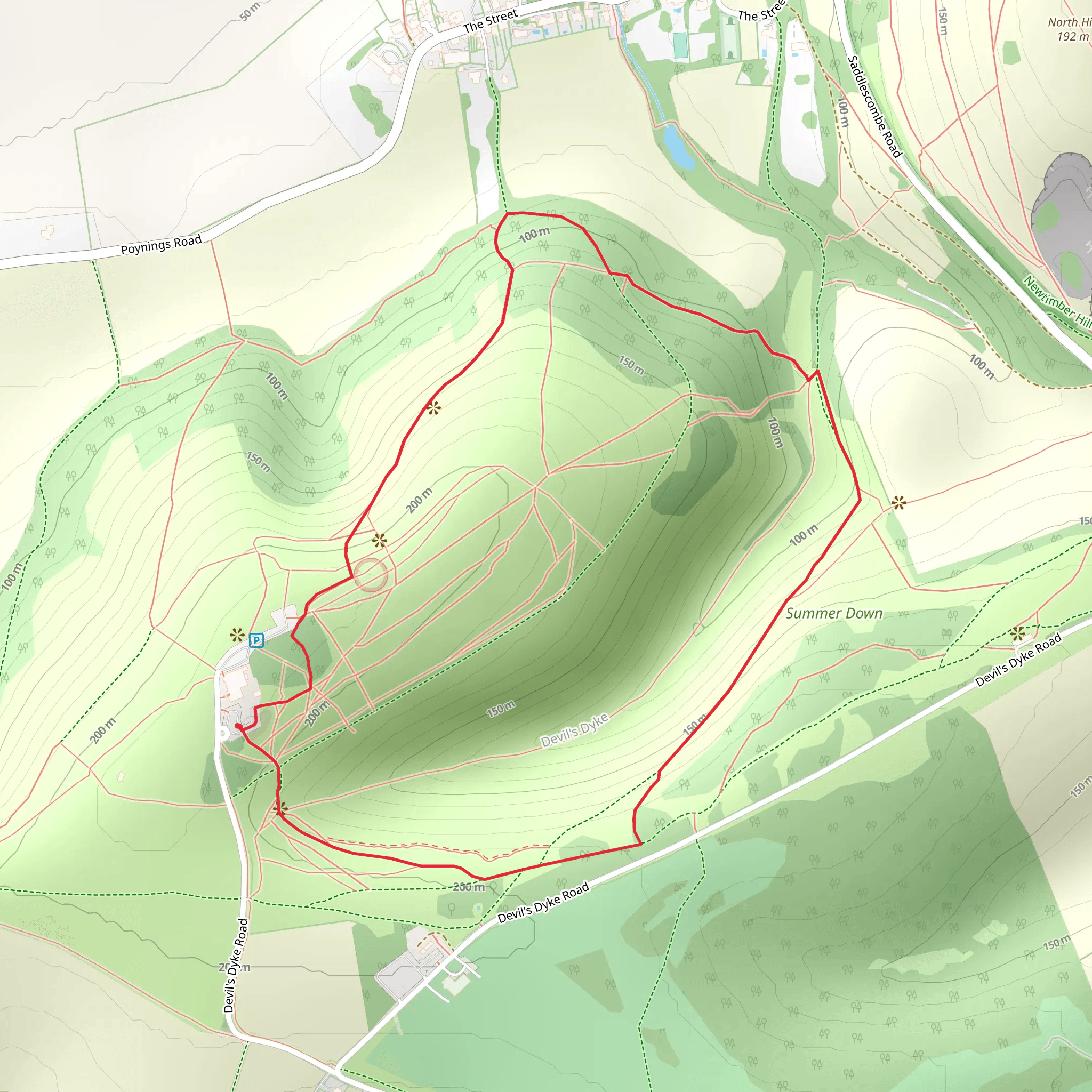 Devils Dyke and Devils Dyke Hillfort Loop mobile static map