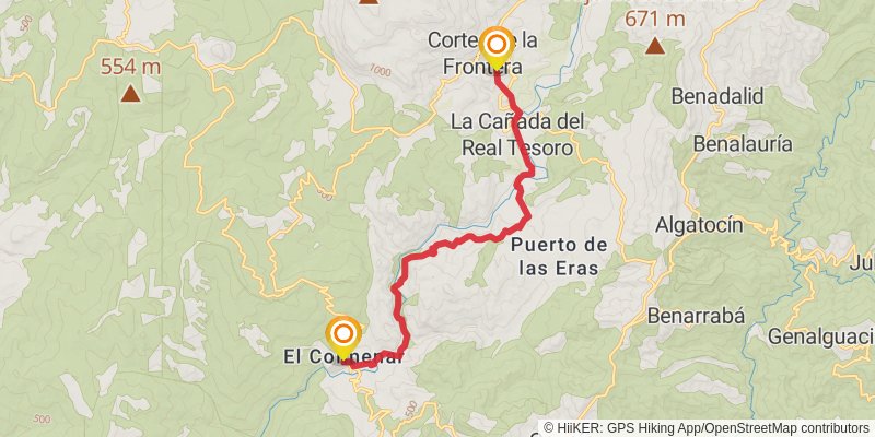 Andalucian Coast to Coast Walk stage 17 Map