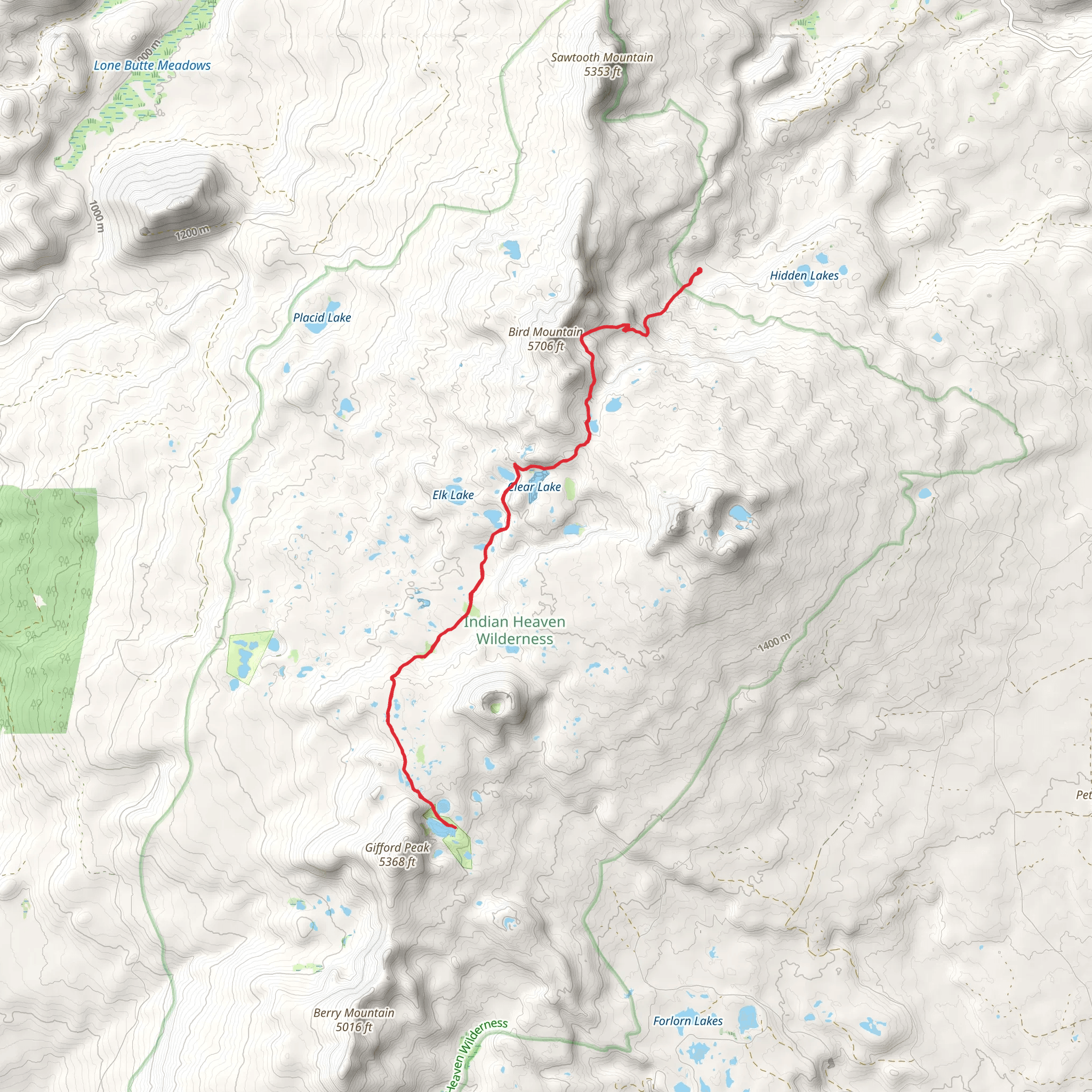 Blue Lake via Indian Heaven Trail mobile static map