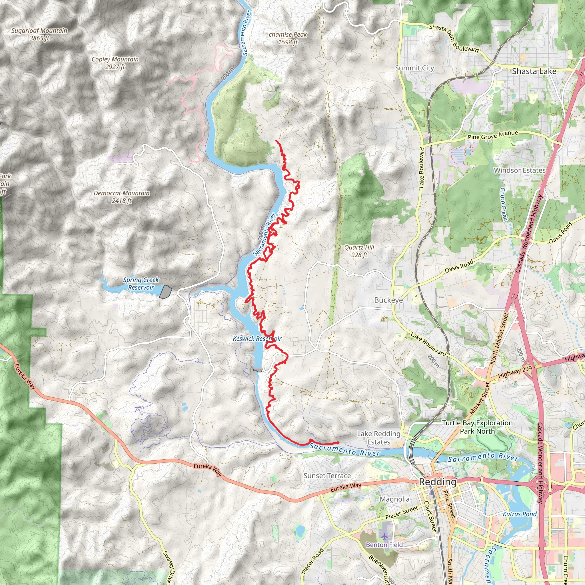 Sacramento River Trail, FB Trail and Hornbeck Trail mobile static map