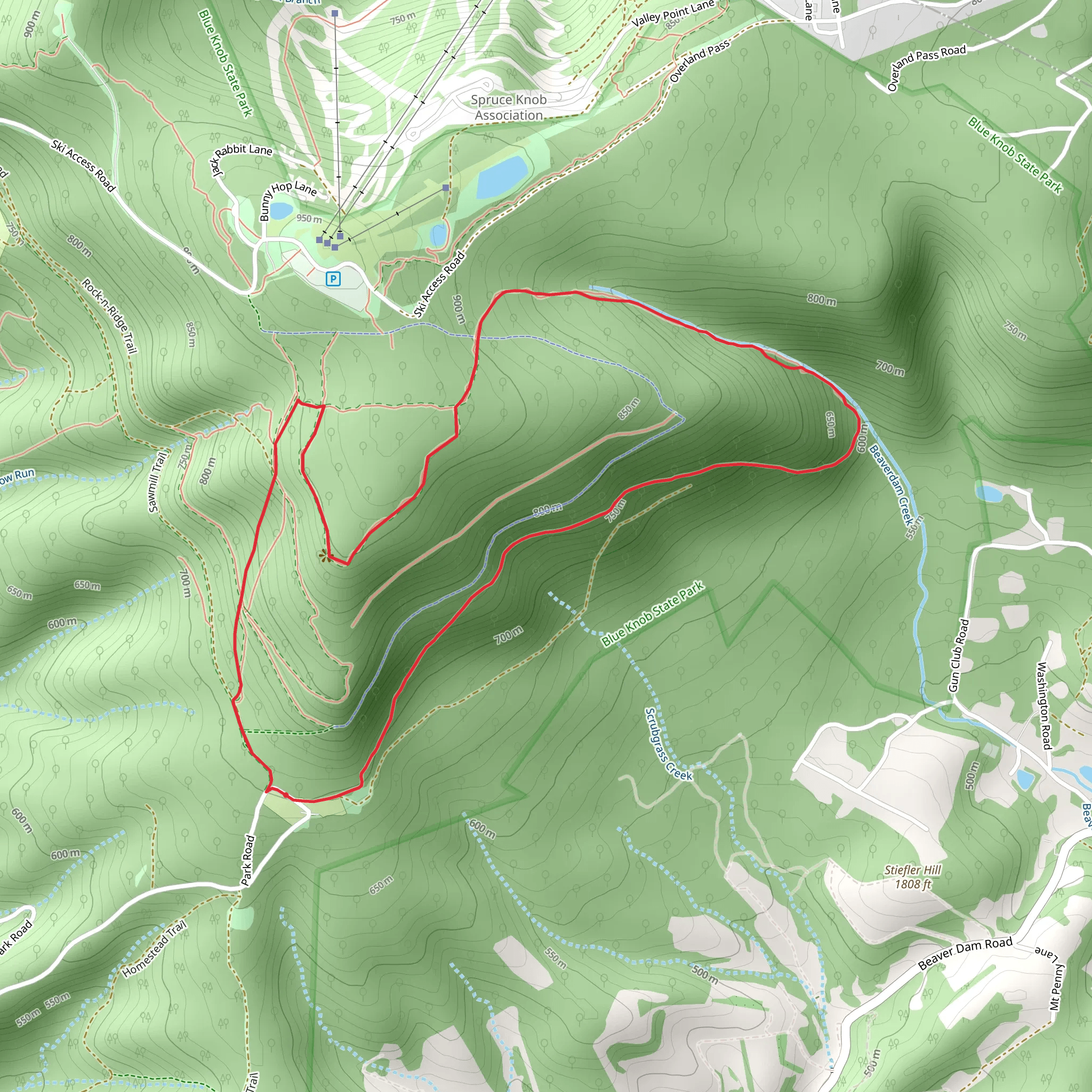 Mountain View Trail and Beaverdam Creek Loop Trail mobile static map