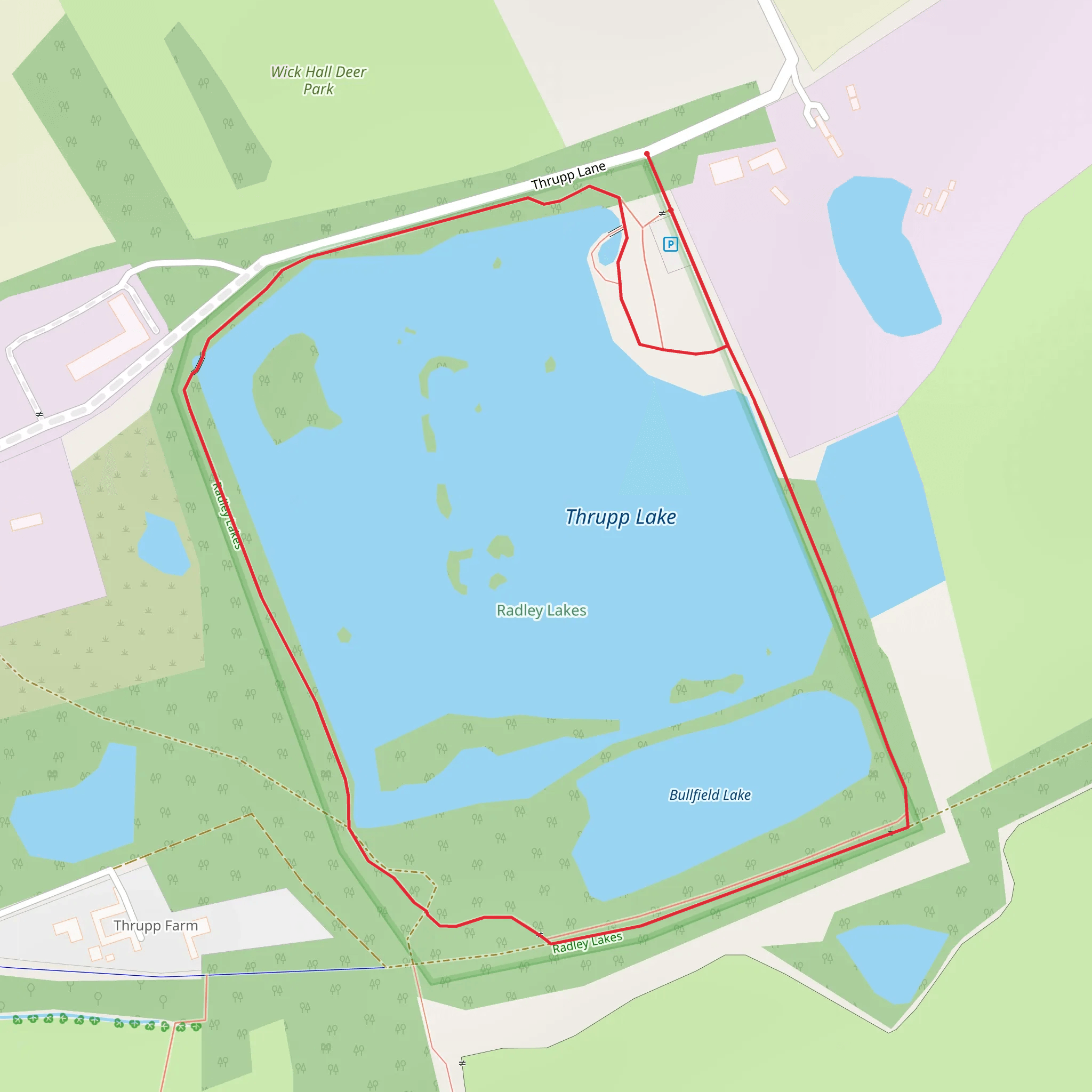 Thrupp Lake and Bullfield Lake Loop mobile static map