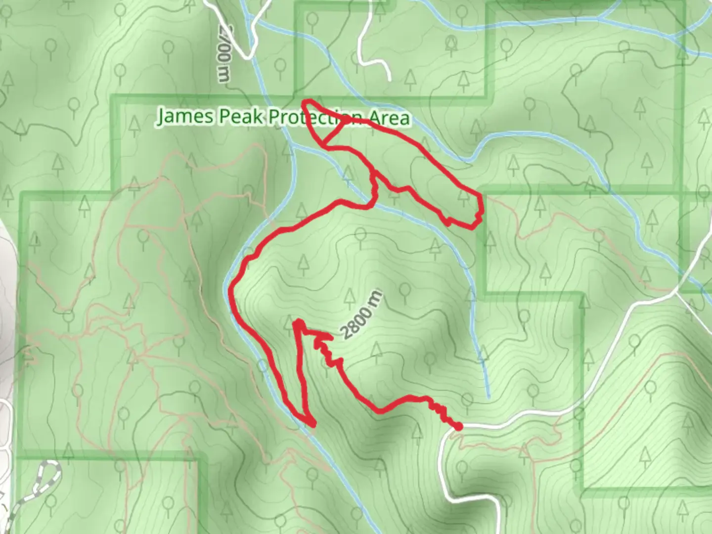 An image depicting the trail Burnout Loop Trail and its surrounding area.